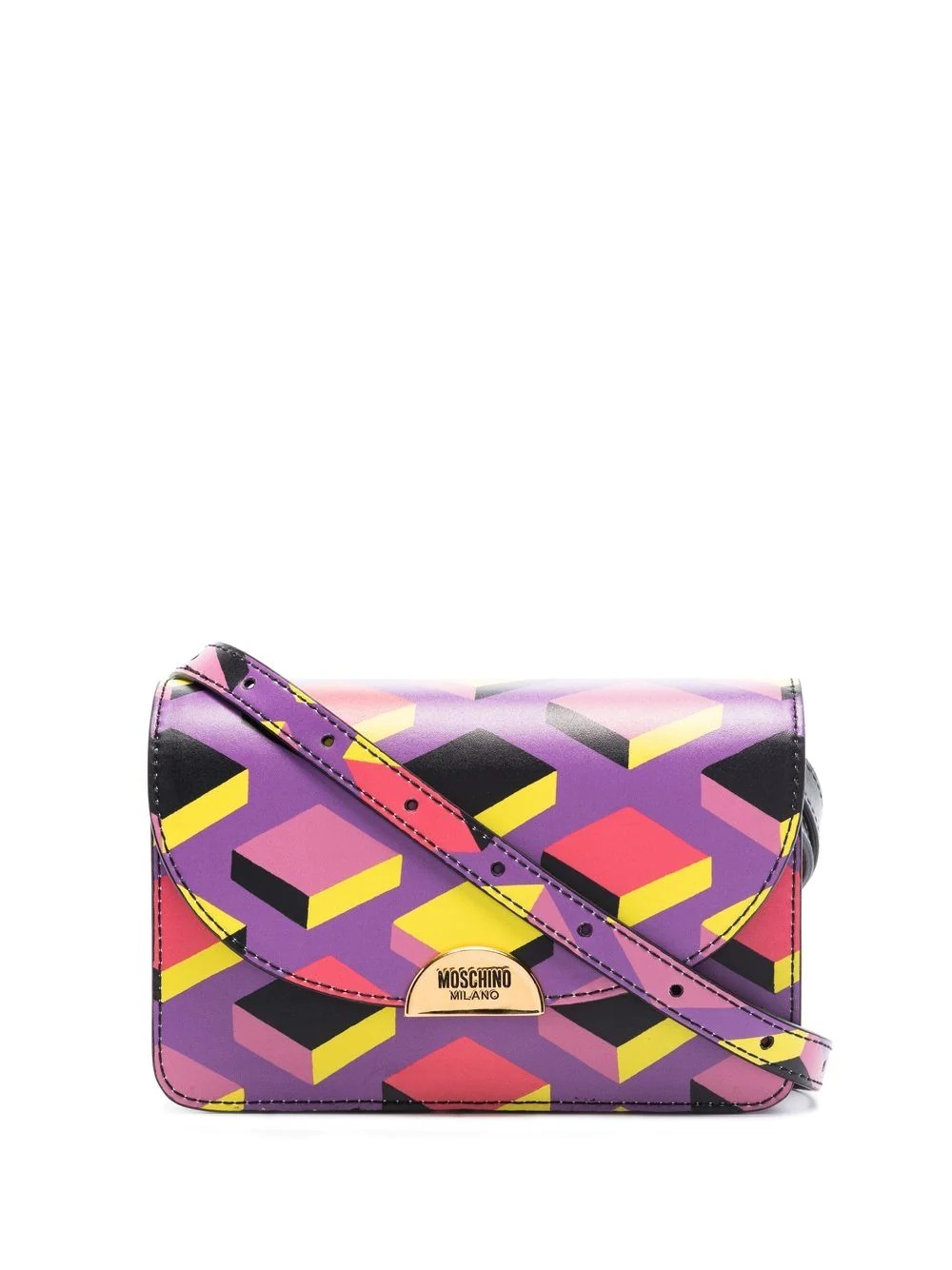 geometric-print leather shoulder bag - 1