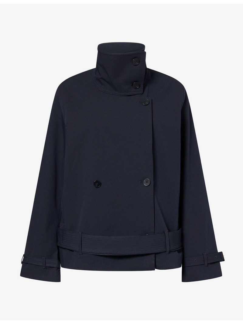 Sabianca Cropped Woven Trench Jacket 1