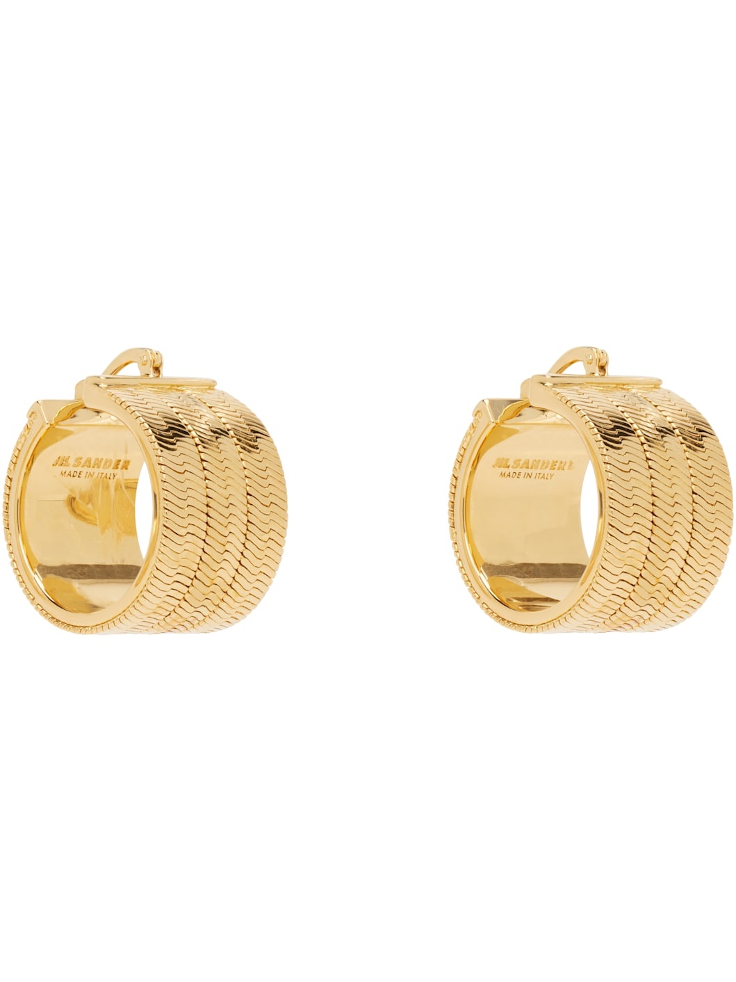 Gold Textured 3 Hoop Earrings - 2