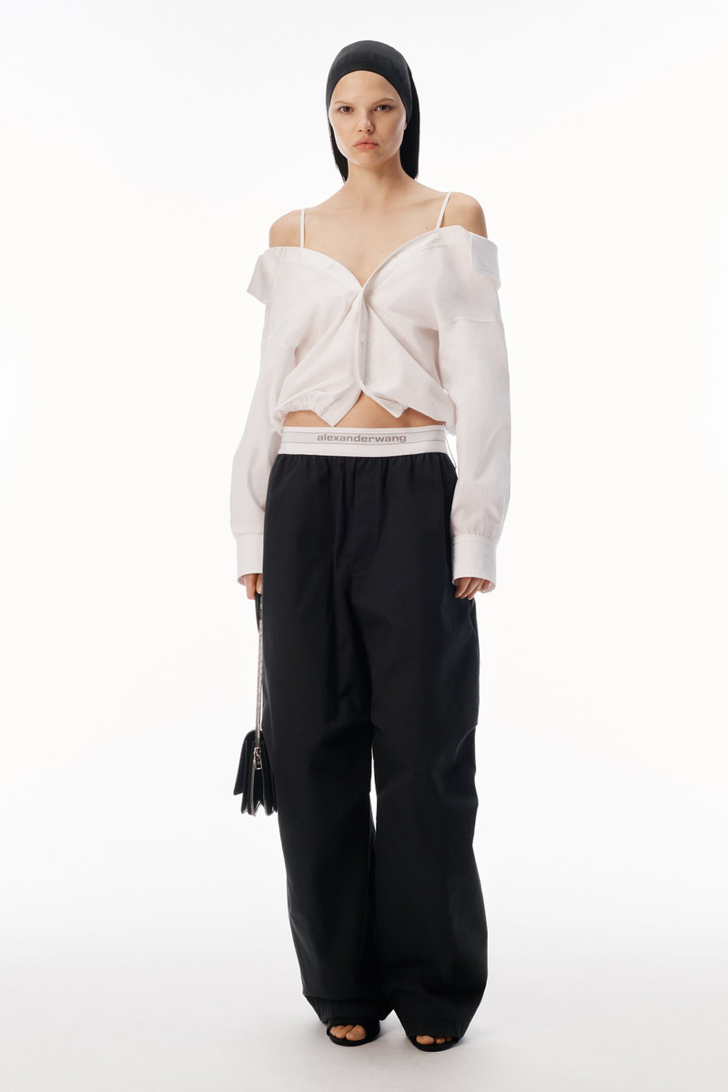 Alexander Wang LOGO ELASTIC MID-RISE PLEATED KNEE PANT outlook