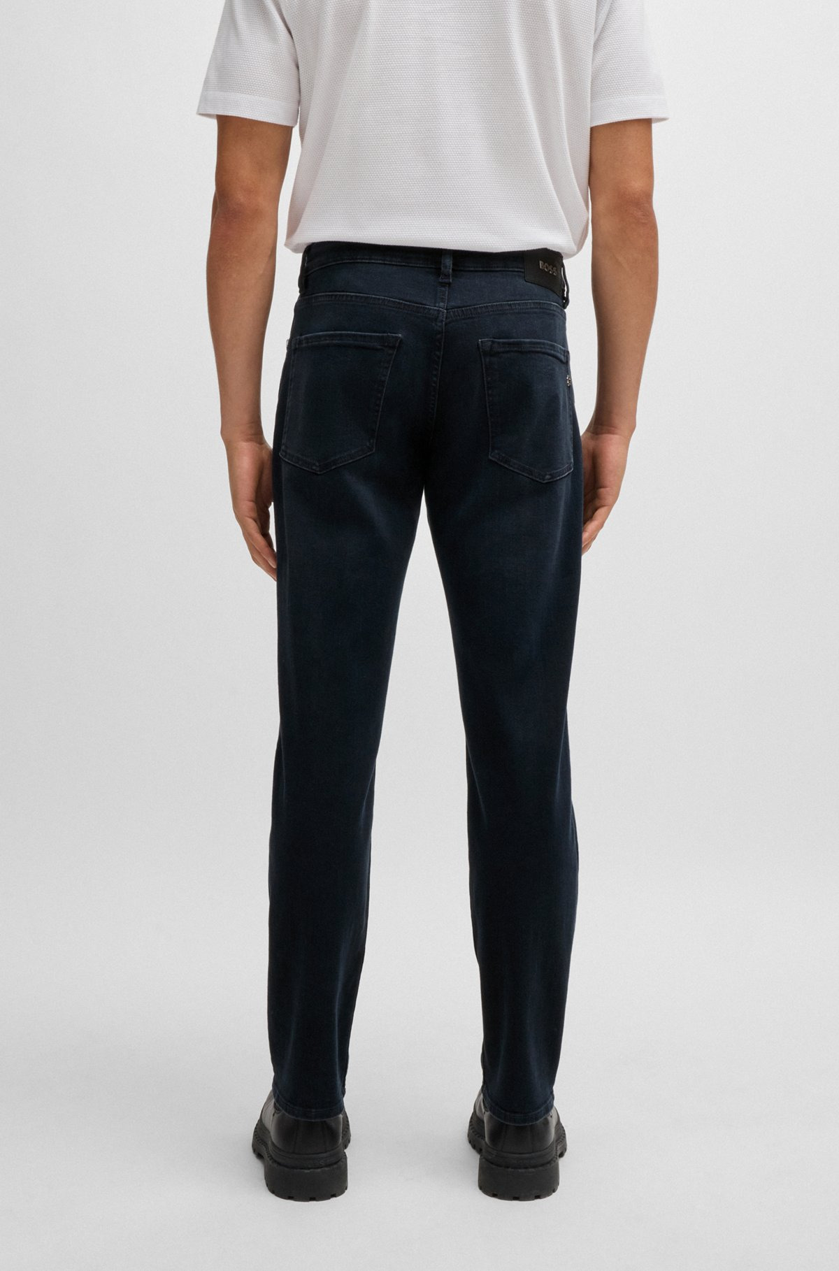 REGULAR-FIT JEANS IN BLUE-BLACK SUPER-SOFT DENIM - 4