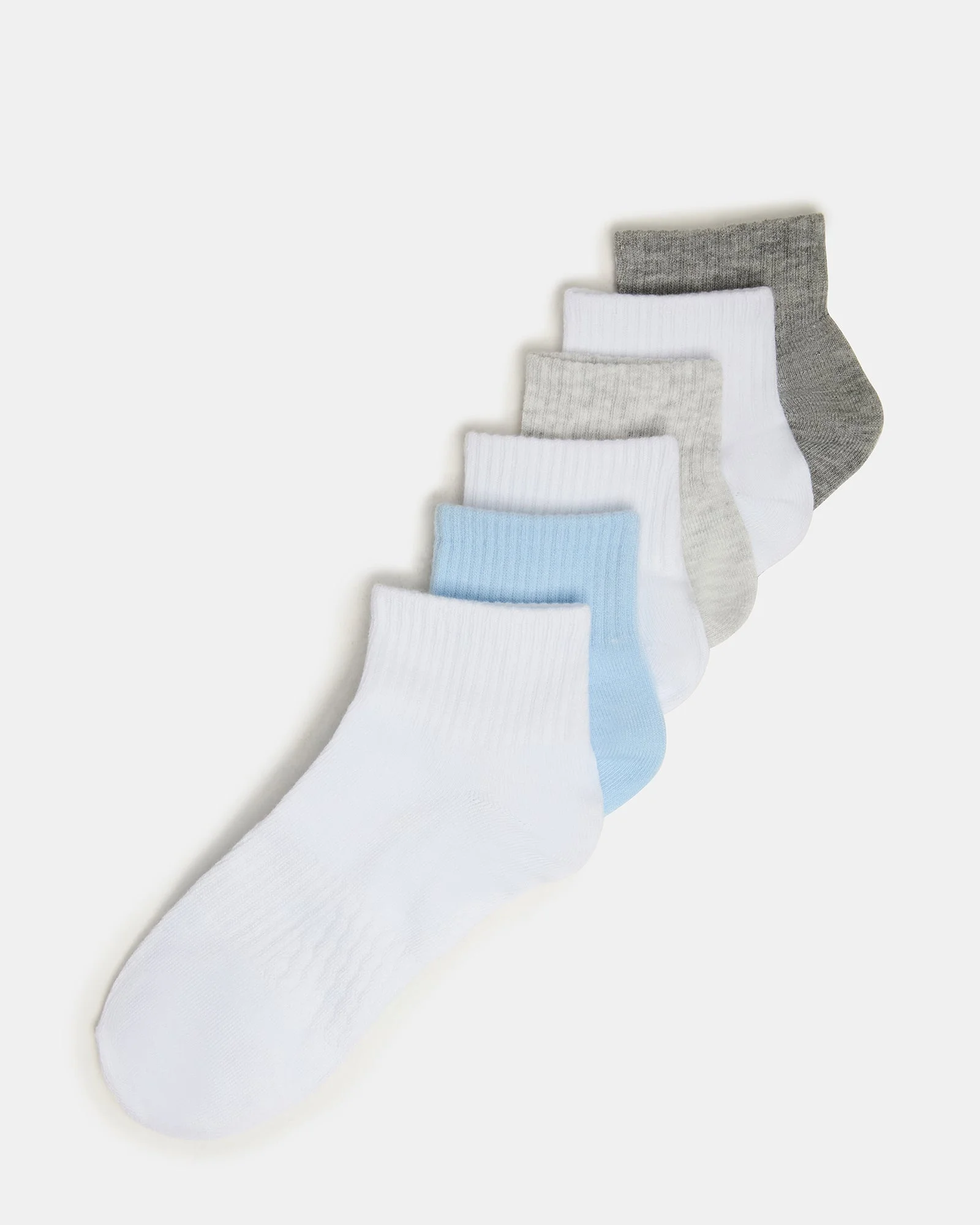 6 PACK PEYTON RIBBED QUARTER SOCKS WHITE MULTI - 1