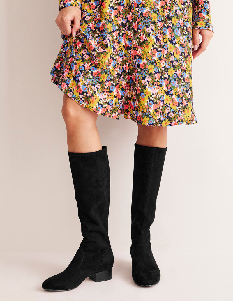 BODEN Flat Stretch Knee Boot-Black outlook