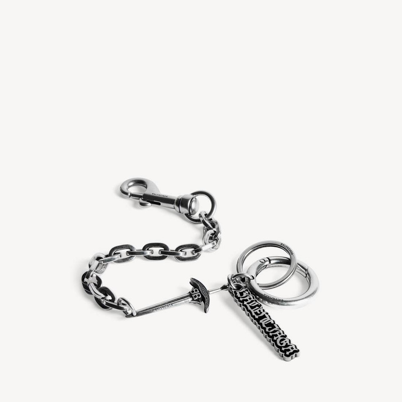 BALENCIAGA Men's Goth Keychain in Antique Silver outlook