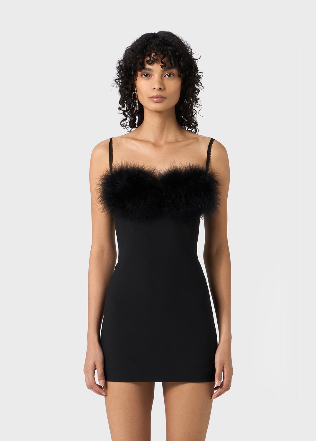 COMPACT JERSEY DRESS WITH MARABOU FEATHERS - 3