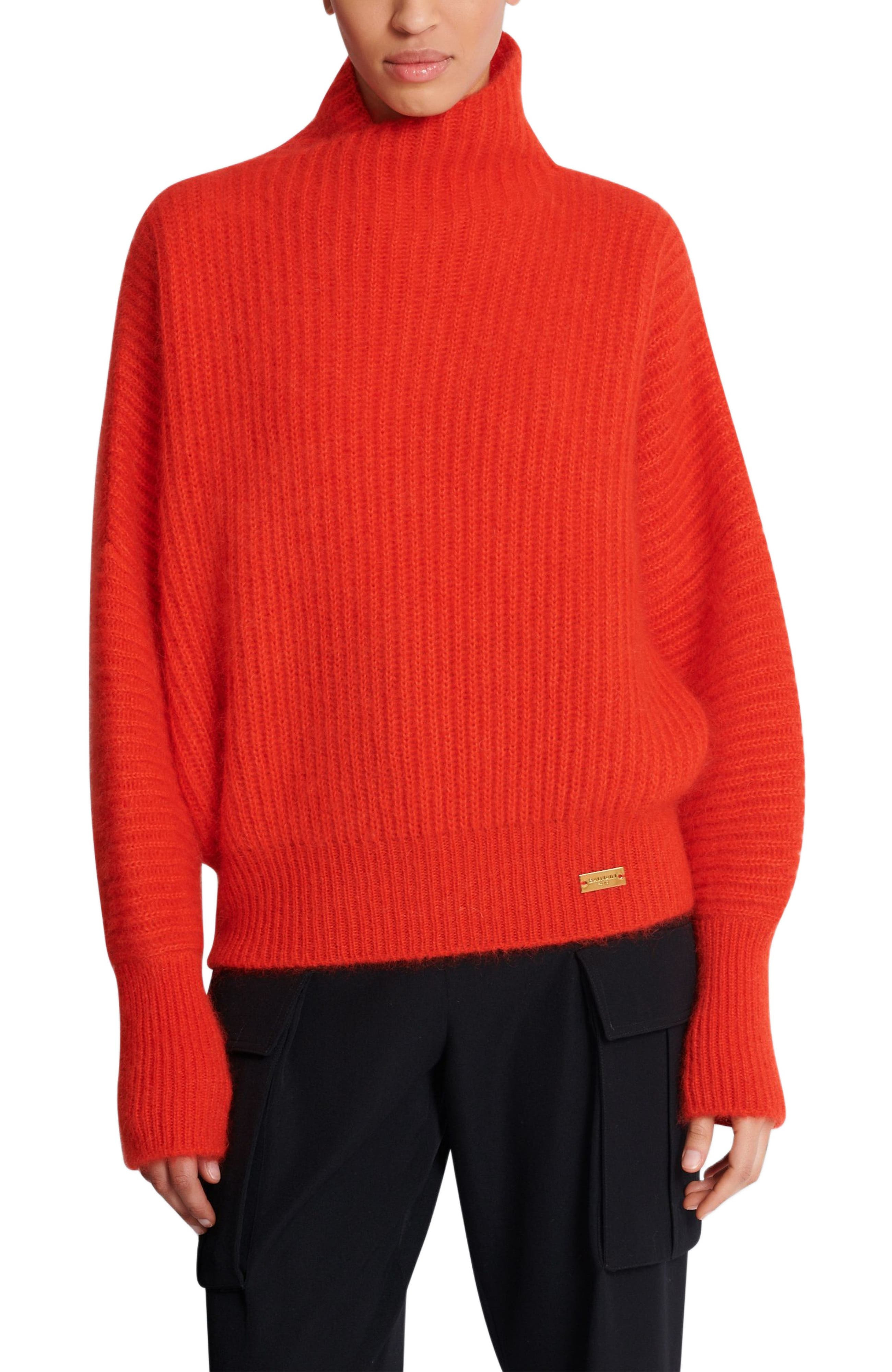 Balmain Mohair Knit Jumper With Collar Detail in Red at Nordstrom - 4