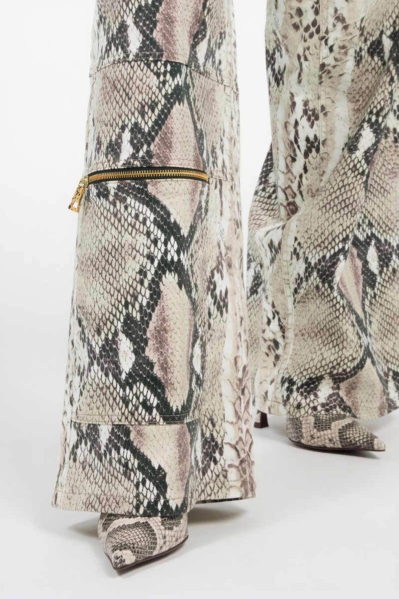 Rock Cargo Jeans With Python Print 5