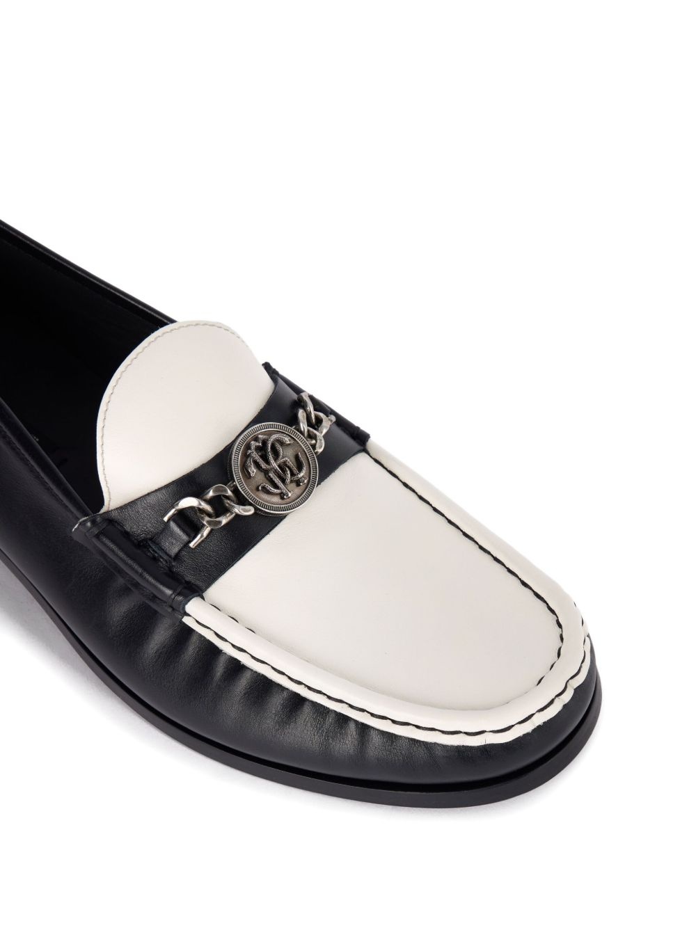 monogram-plaque two-tone loafers - 5