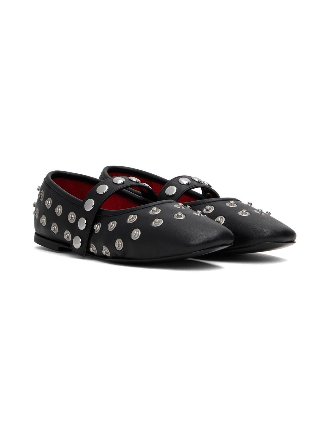 Black Ryder Popper-Studded Ballerina Flats - 4