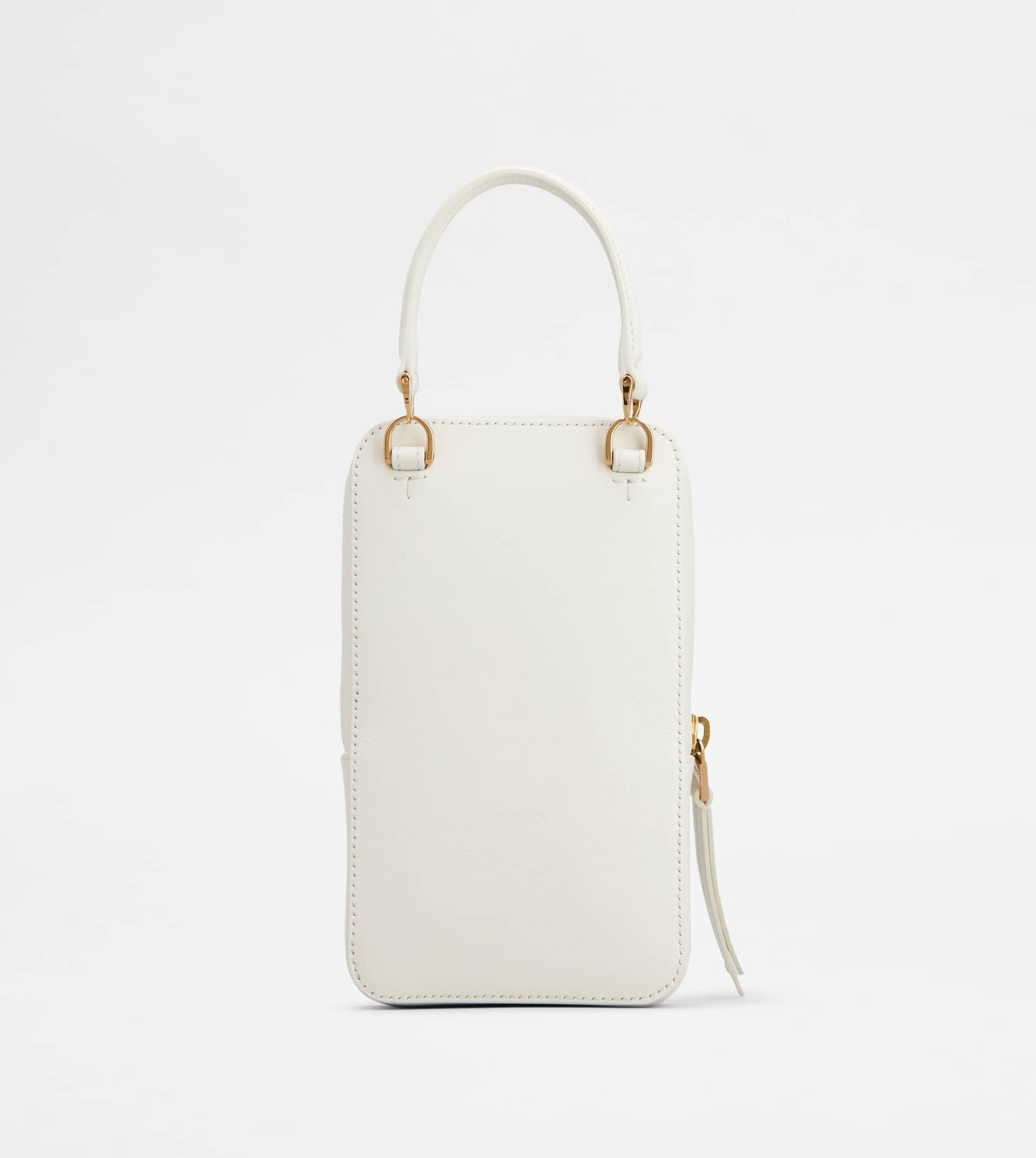 T TIMELESS PHONE BAG IN LEATHER MEDIUM - OFF WHITE - 2