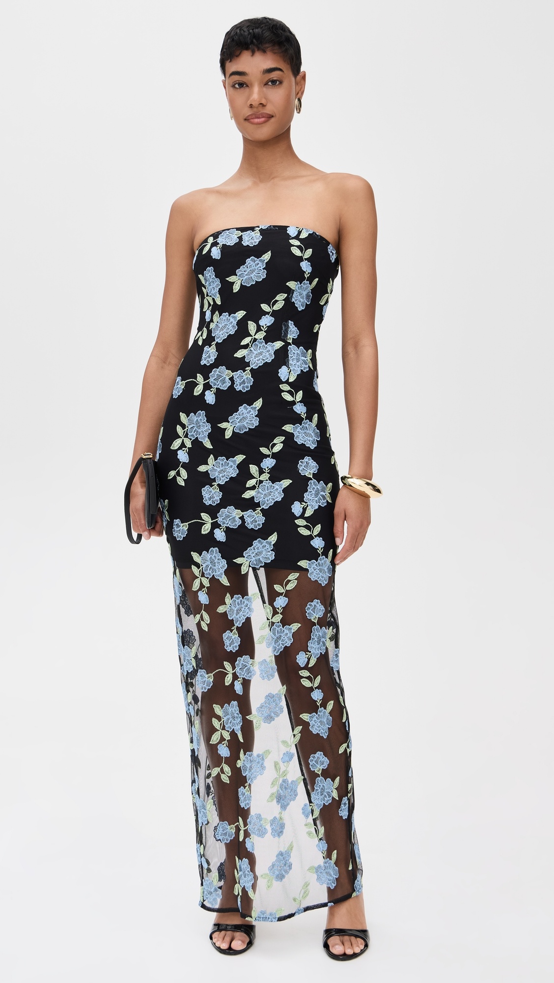 Flower Mesh Tube Dress - 6