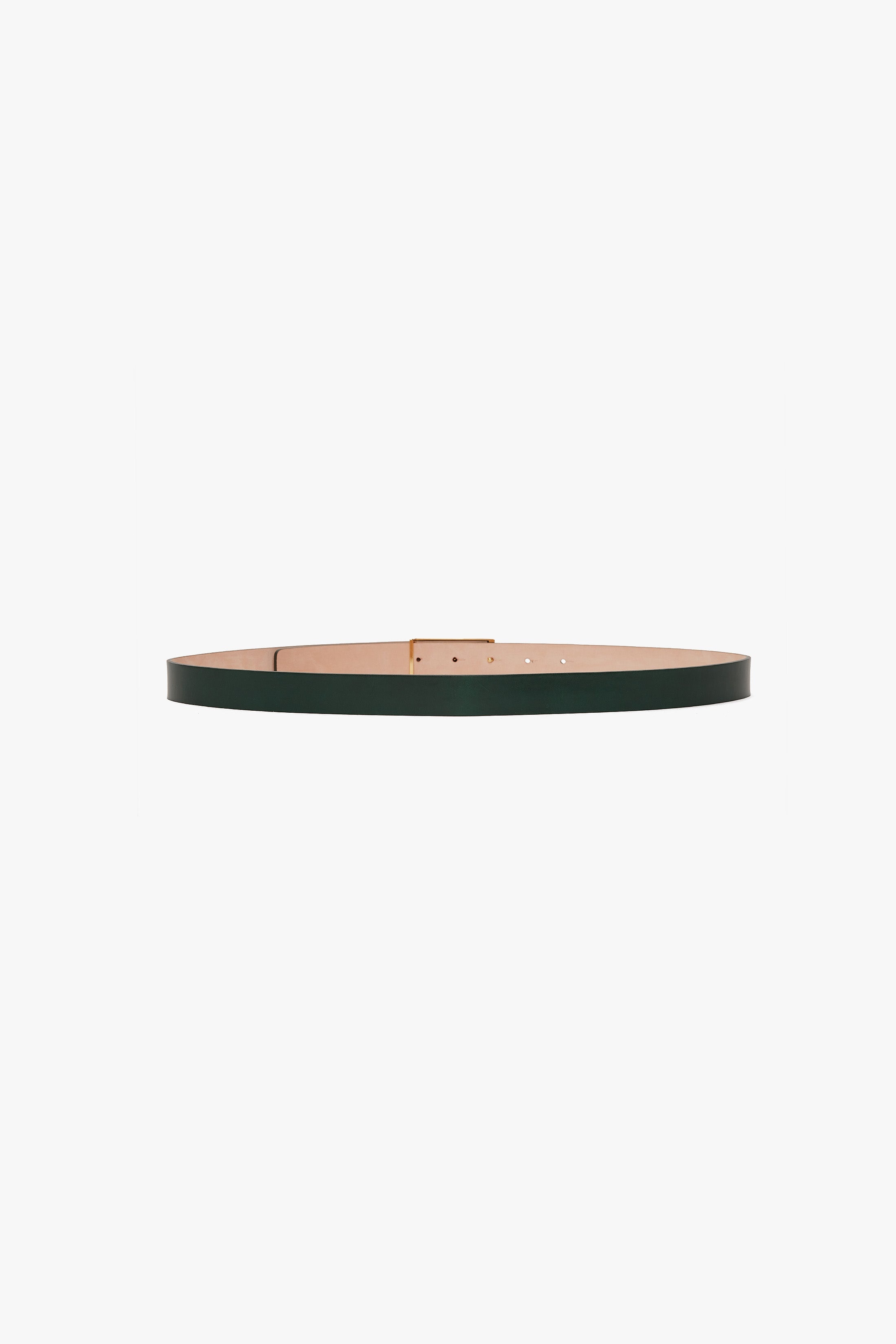 Frame Belt In Dark Green Glossed Leather - 2
