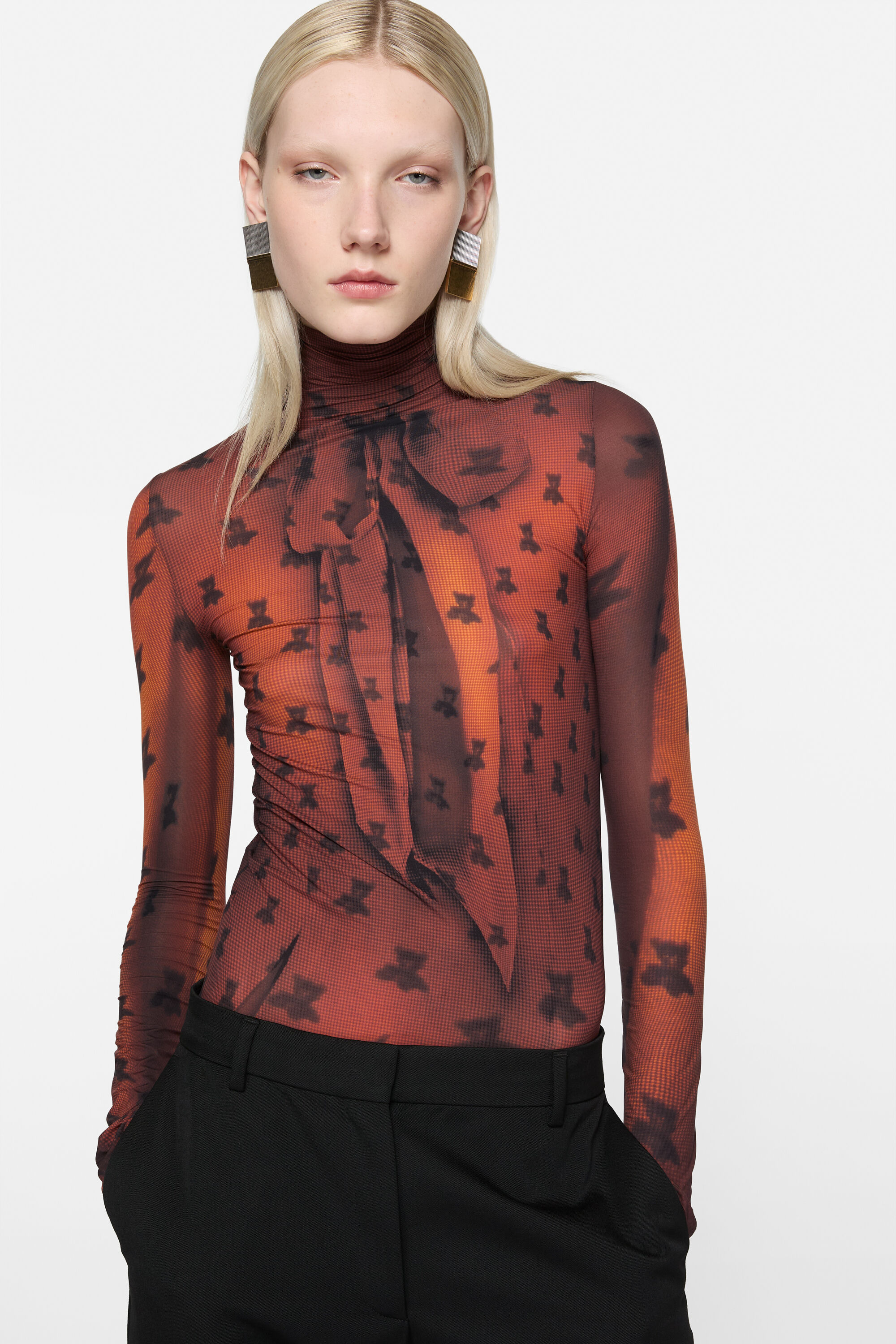Fitted print t-shirt - Rust brown - 4