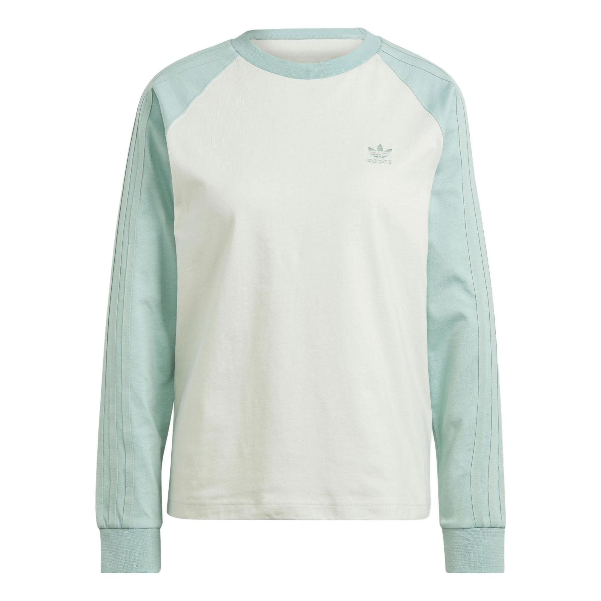 (WMNS) adidas originals Long Sleeve T-Shirt 'White Green' IN4136 - 1