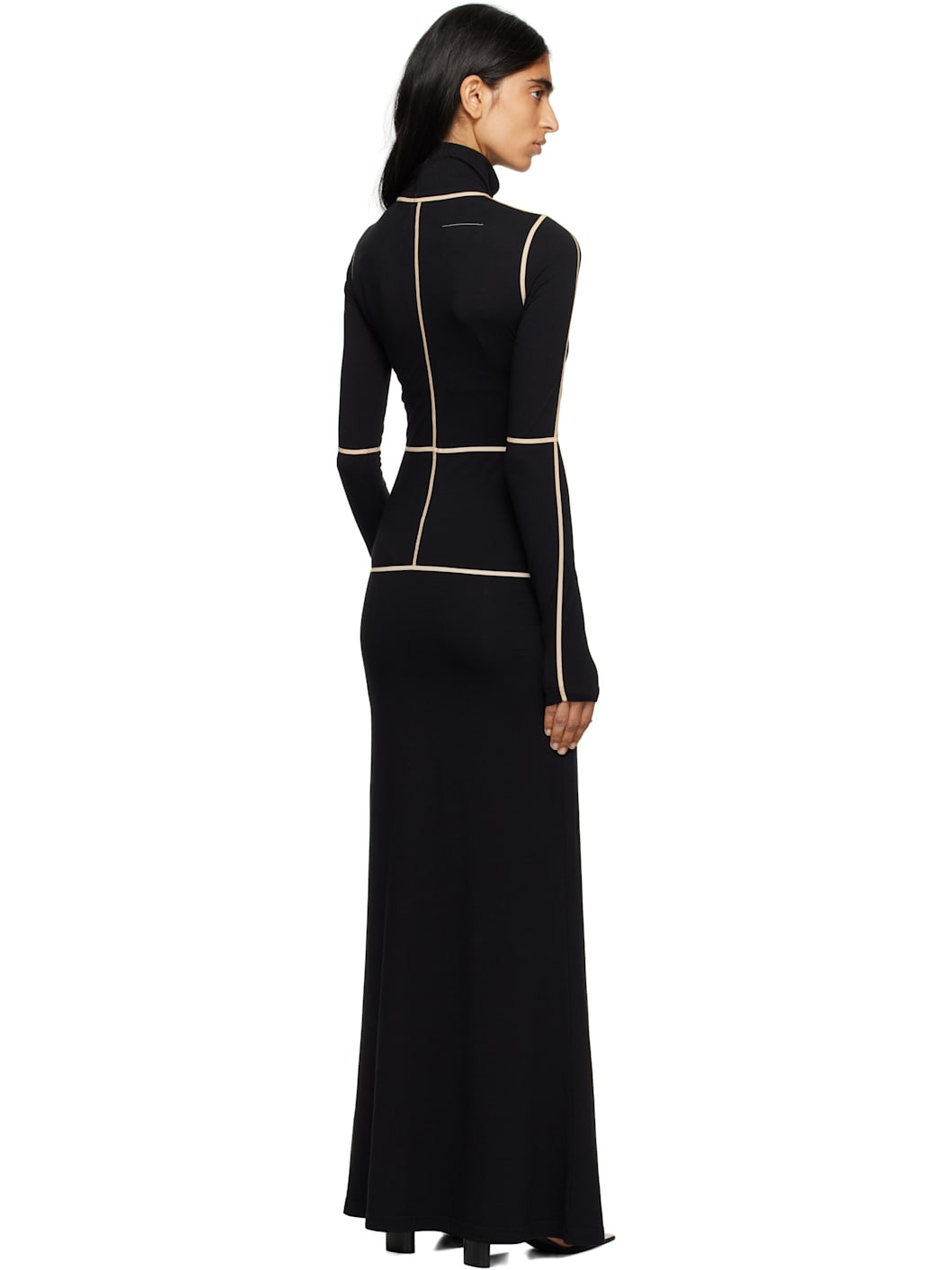 Black Taped Seam Maxi Dress - 3