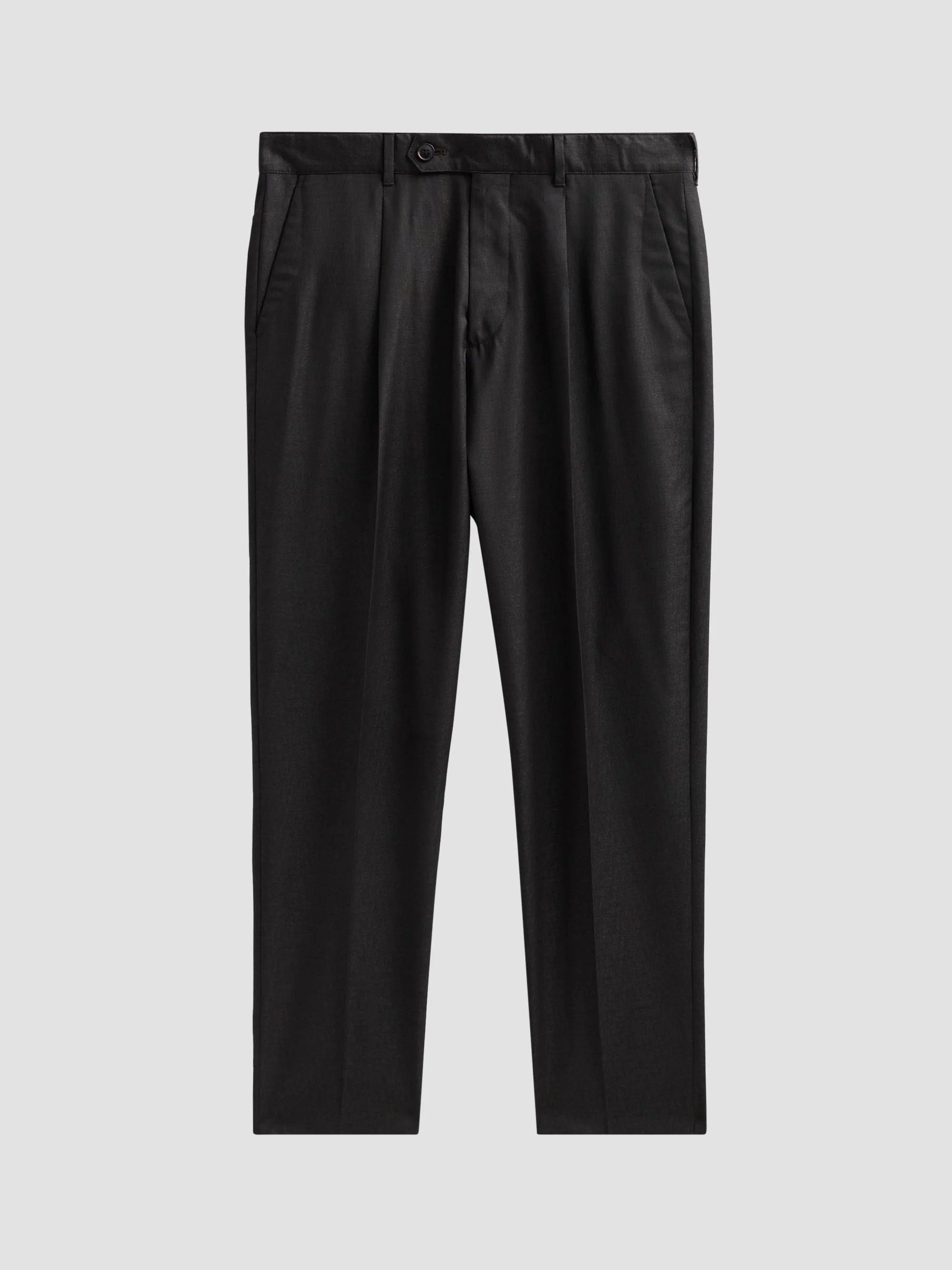 Men's Crease-Front Wool Trousers - Dark Brown - 1