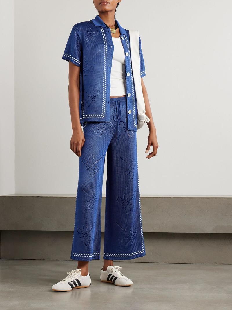 CALLE DEL MAR Garden Party pointelle-knit shirt Navy outlook
