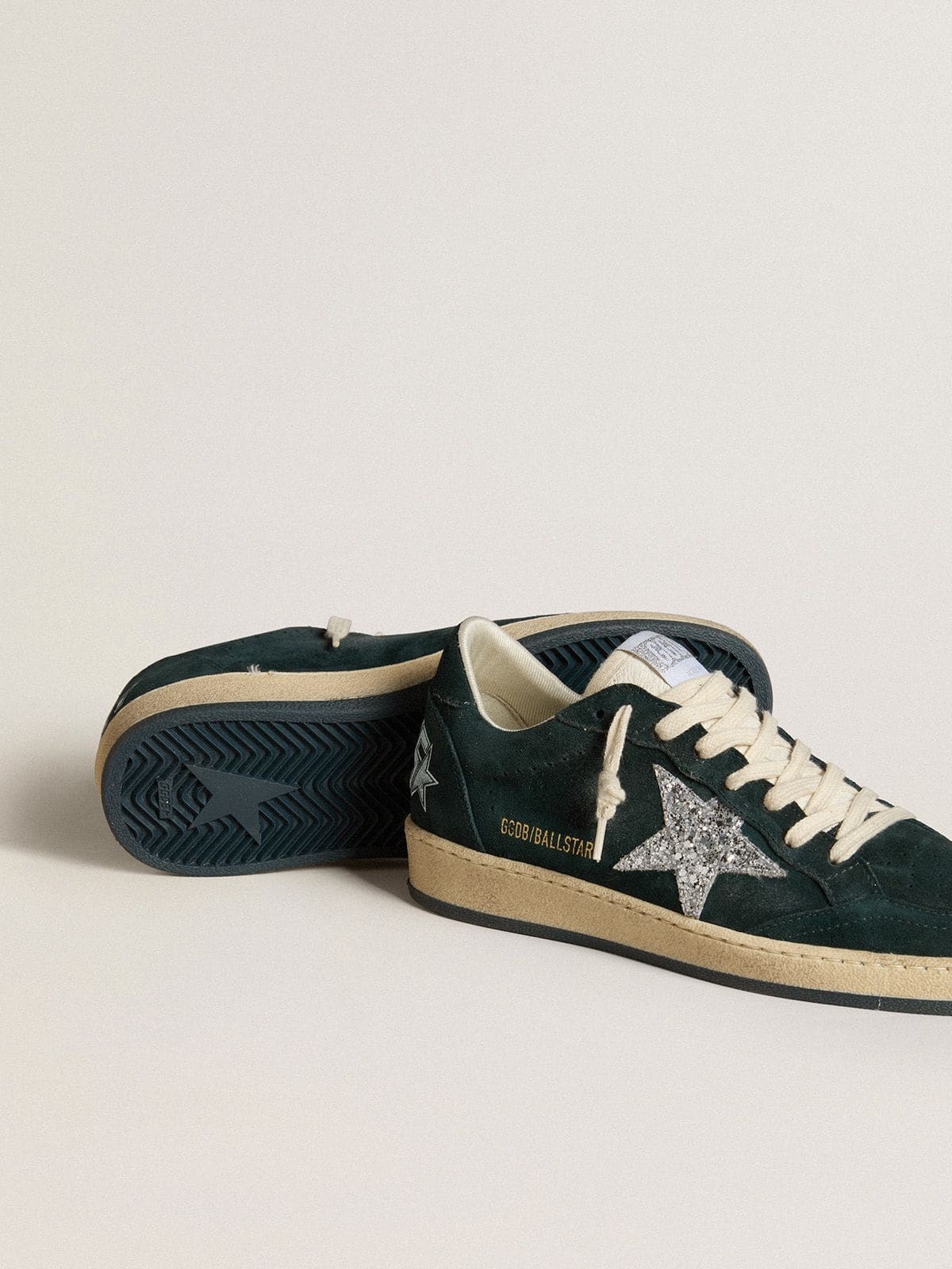 Ball Star in green suede with silver glitter star - 3