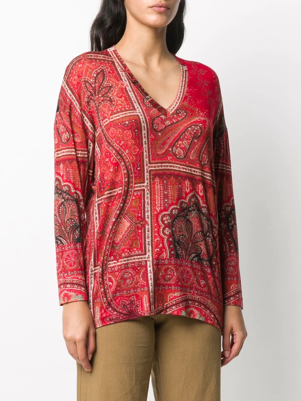 paisley print long-sleeved T-shirt - 3