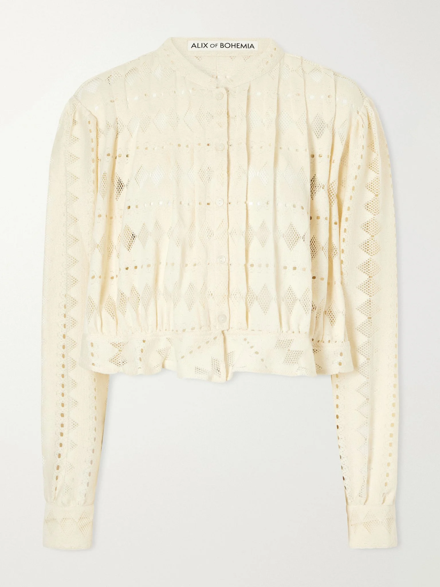 Ryland cropped cotton-corded lace blouse Off-white - 1