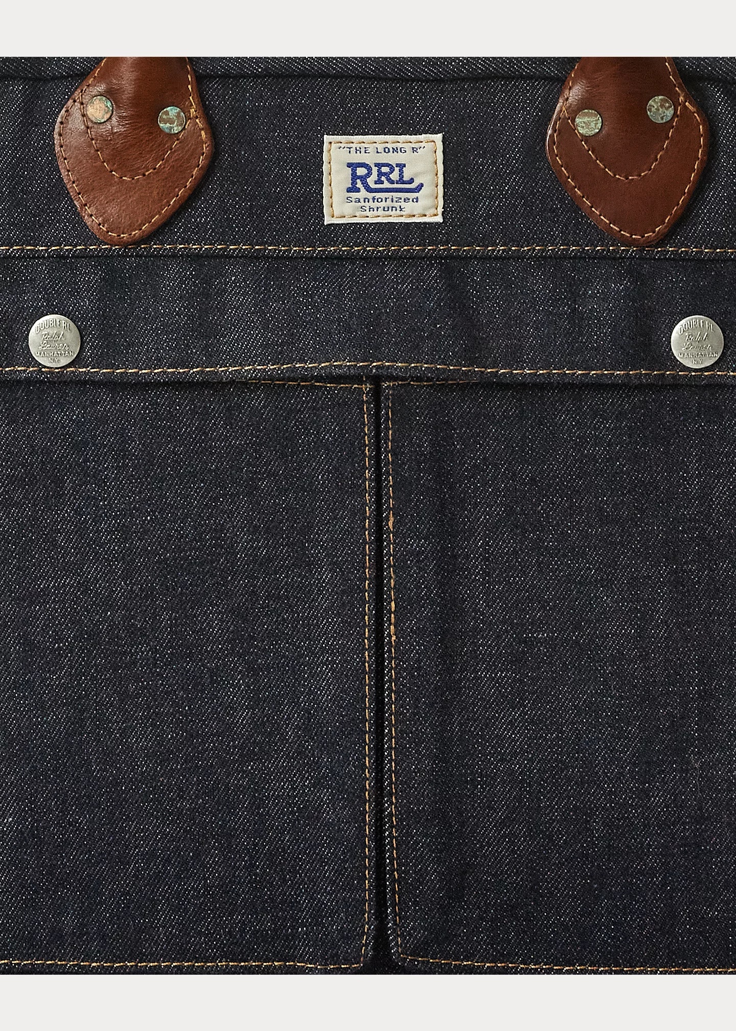 Leather-Trim Denim Briefcase - 5