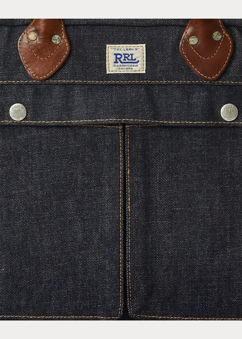 Leather-Trim Denim Briefcase 5