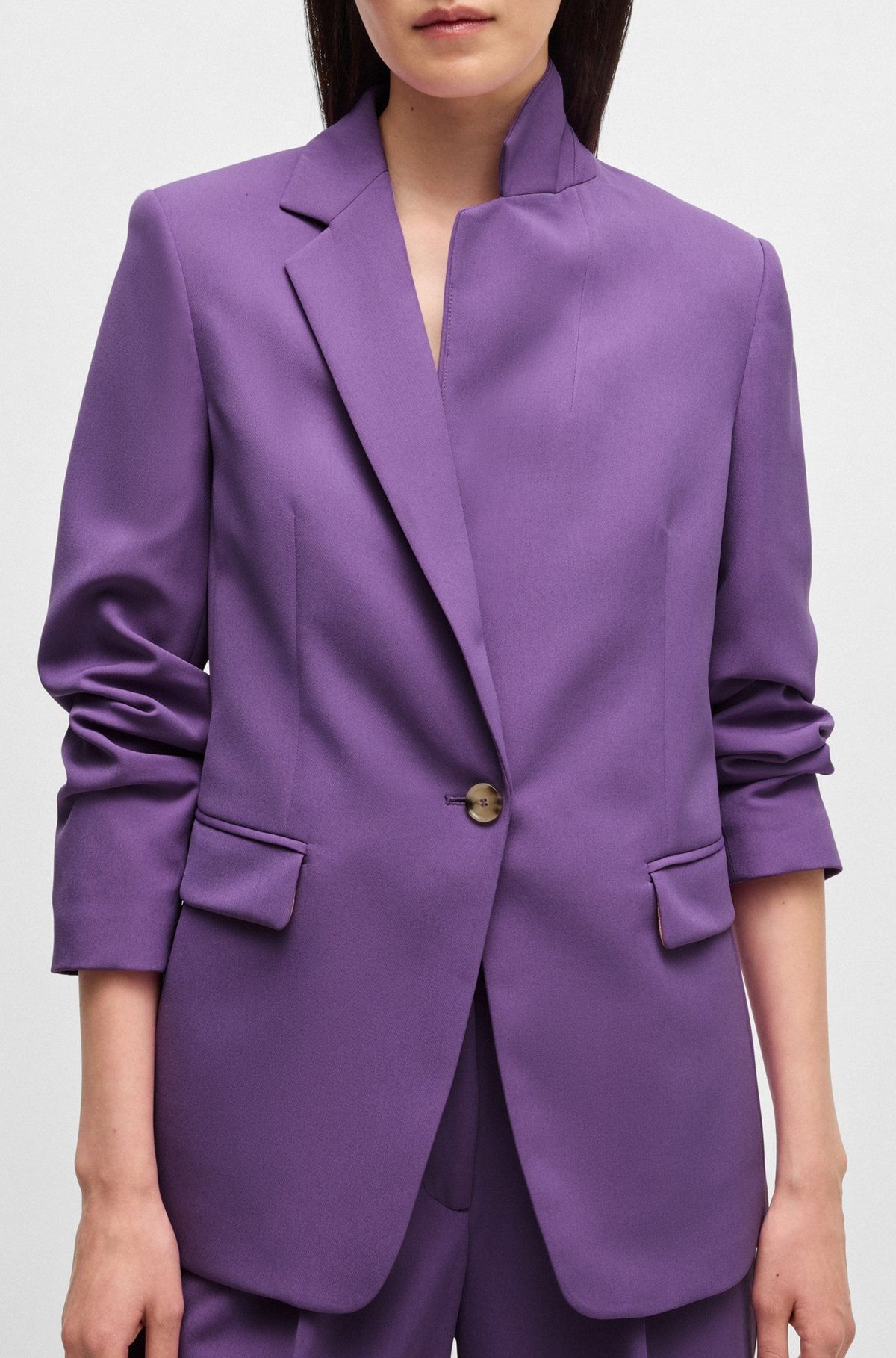 SINGLE-BREASTED JACKET IN STRETCH FABRIC - 6