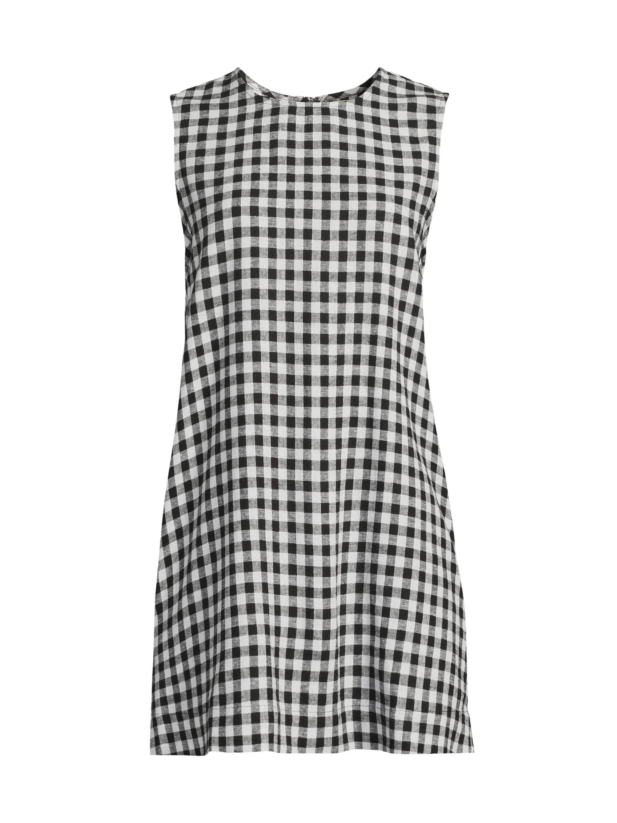 Women's Indus Gingham Linen-Blend Shift Dress - Black White Gingham - 1