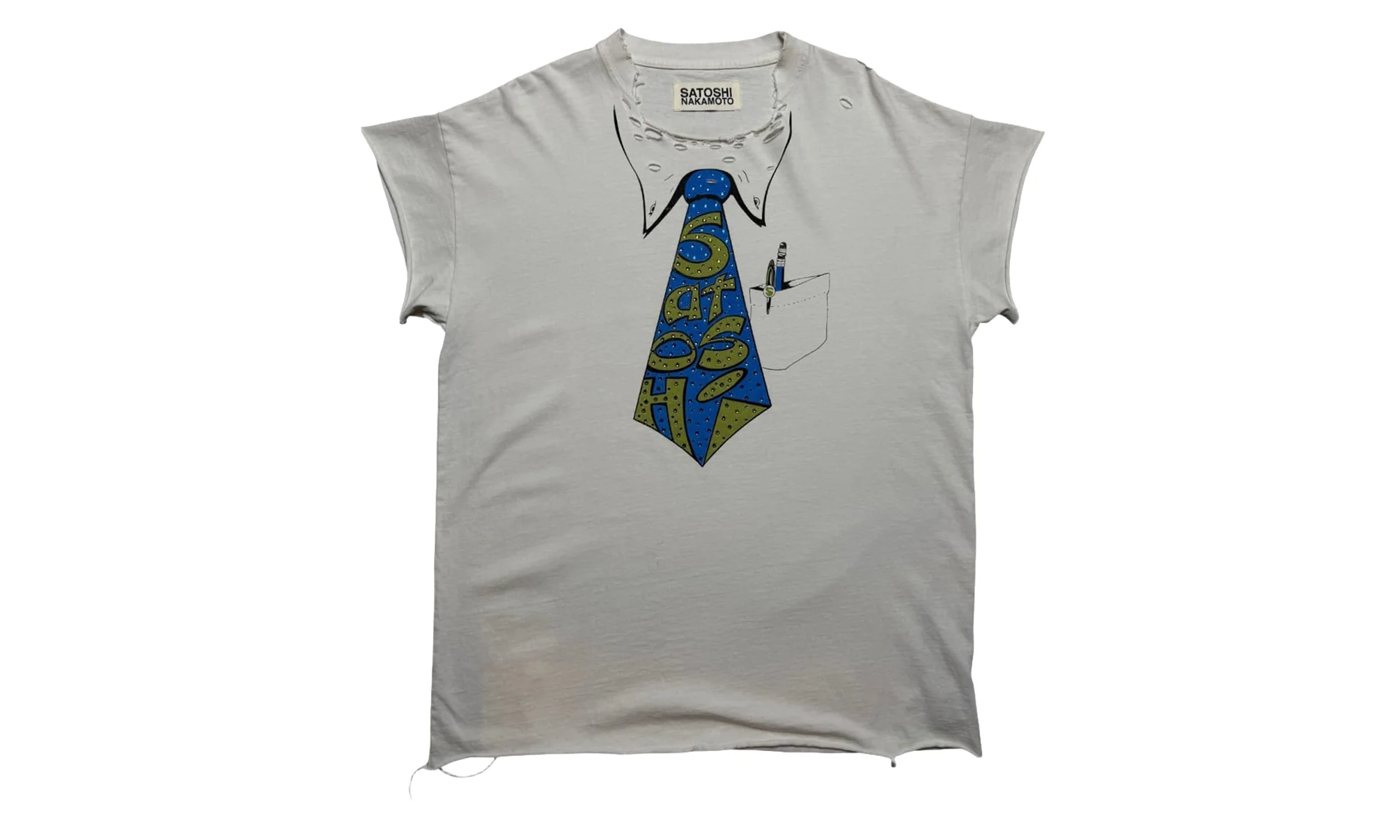 Studded Tie T-Shirt "Off White" SAT052 - 1