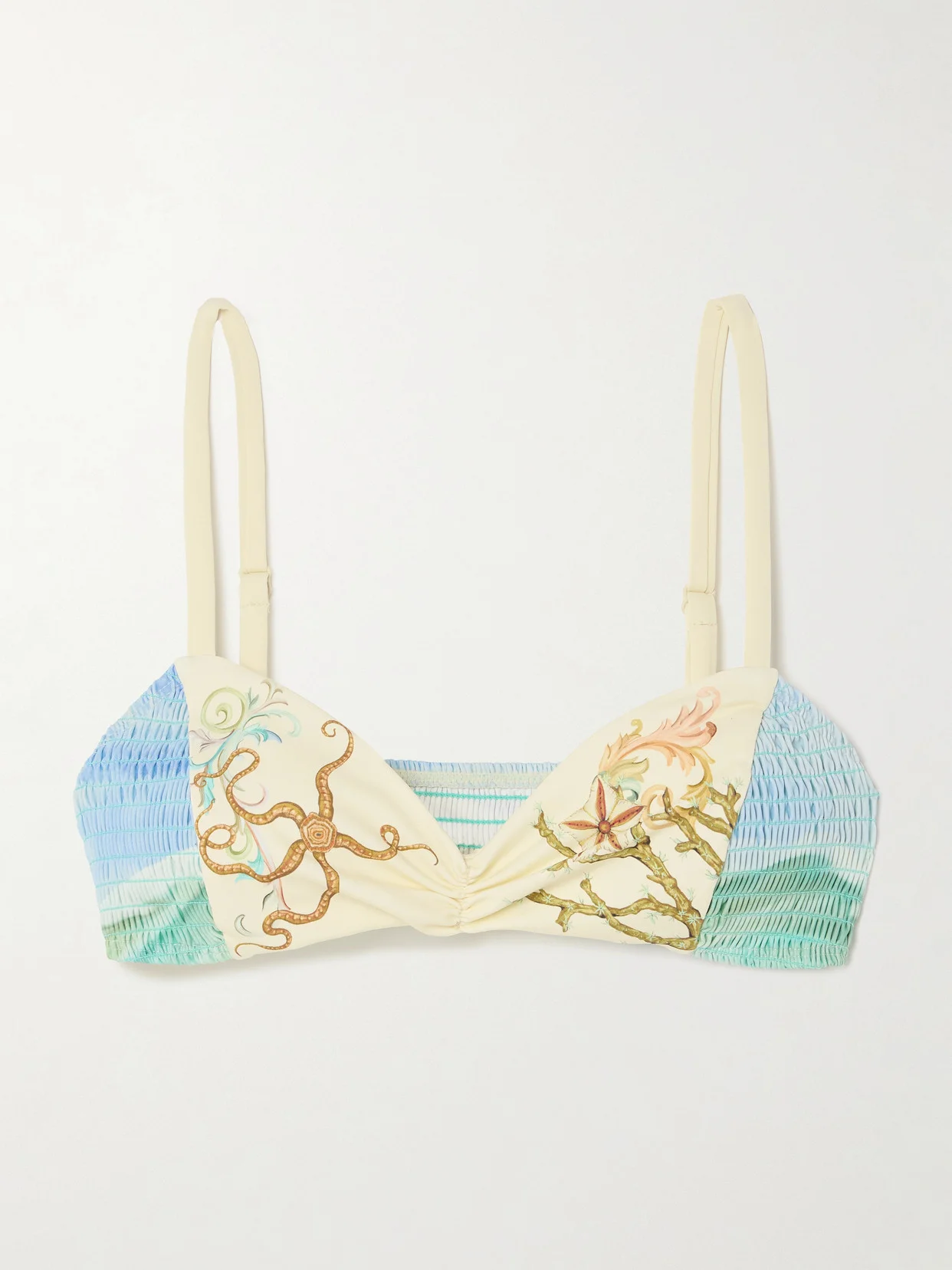 Emerald Cove Shirred Printed Bikini Top - 1