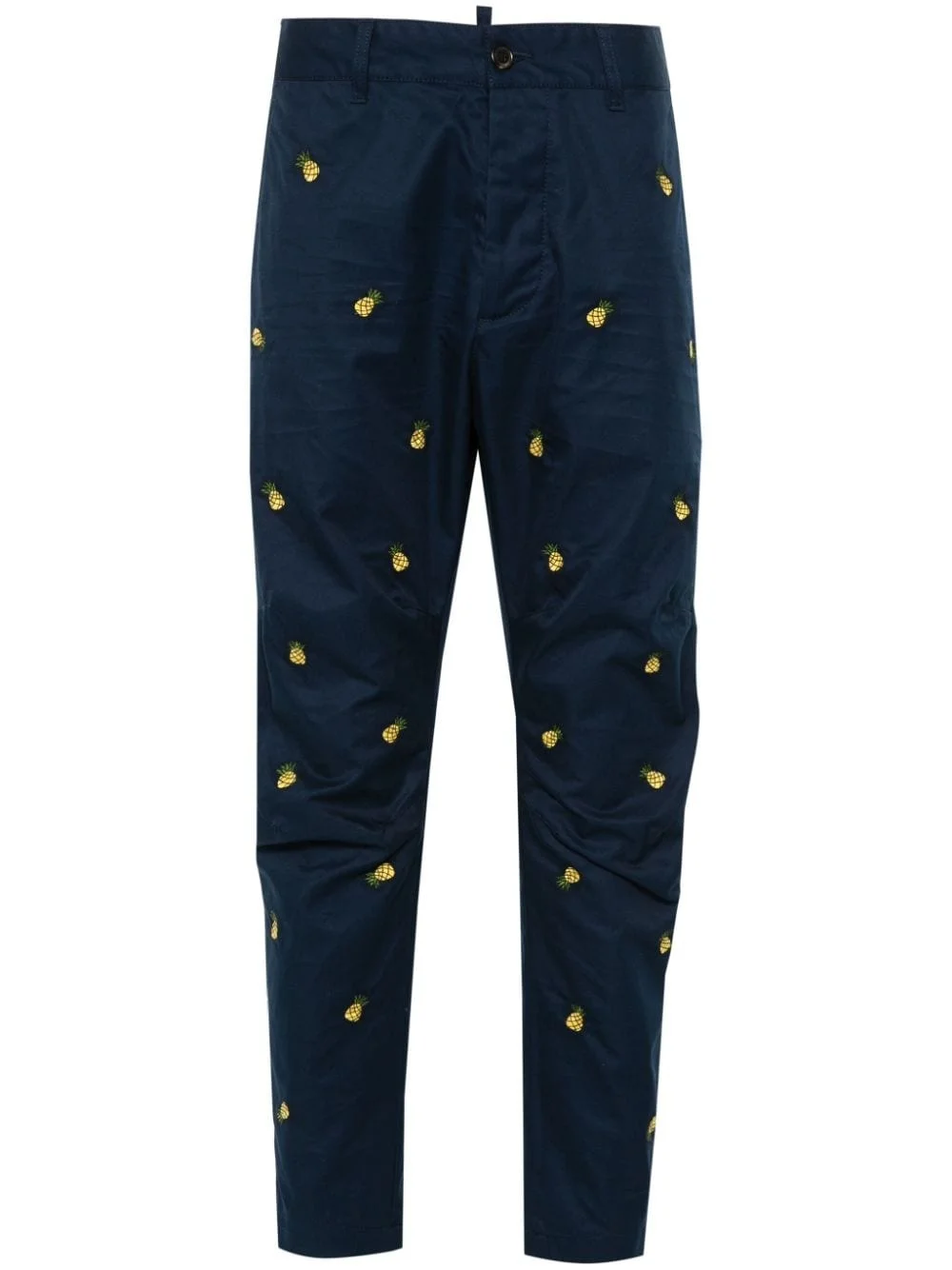 pineapple-embroidered tapered trousers - 1