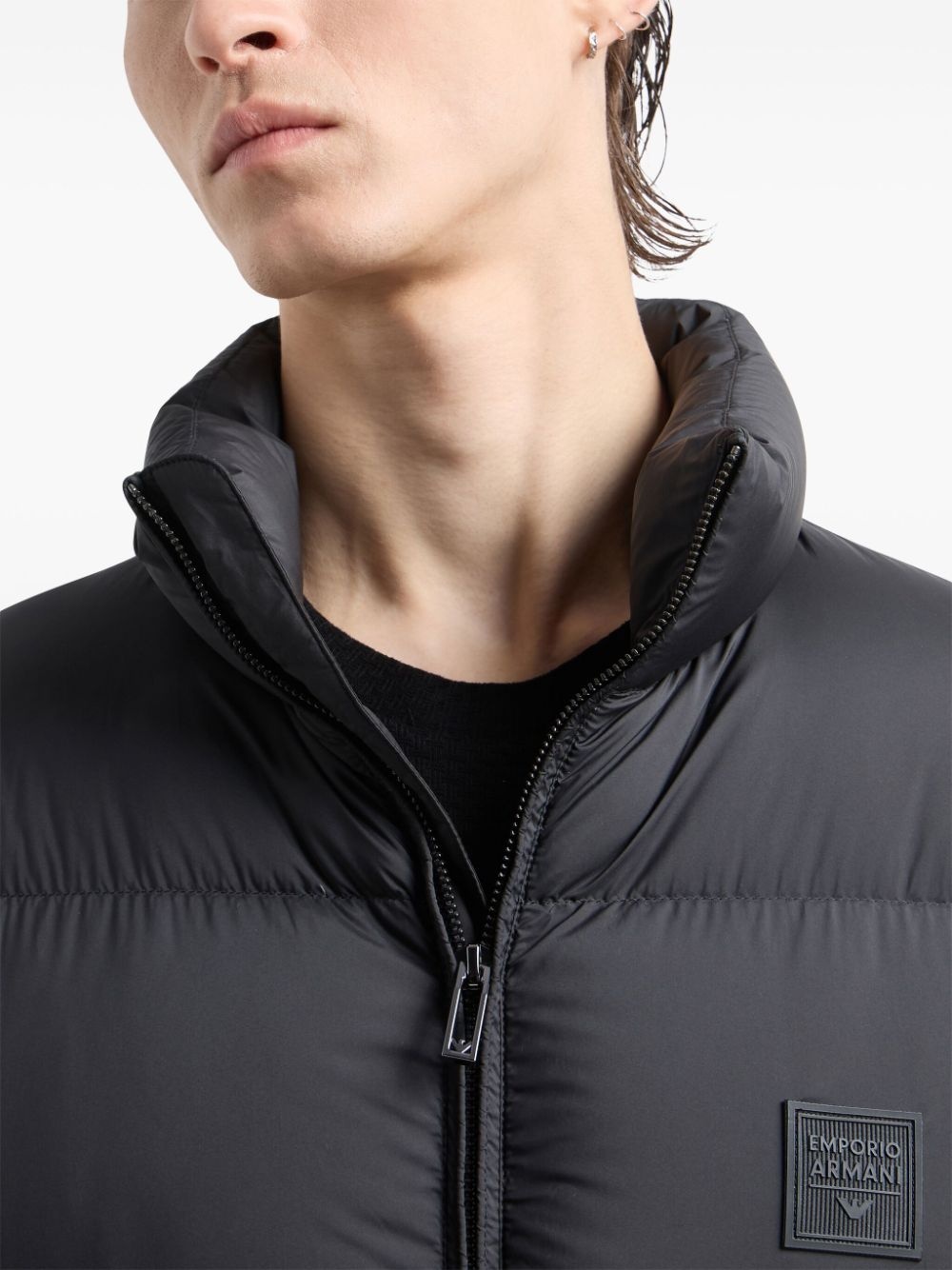 logo-patch padded jacket - 4