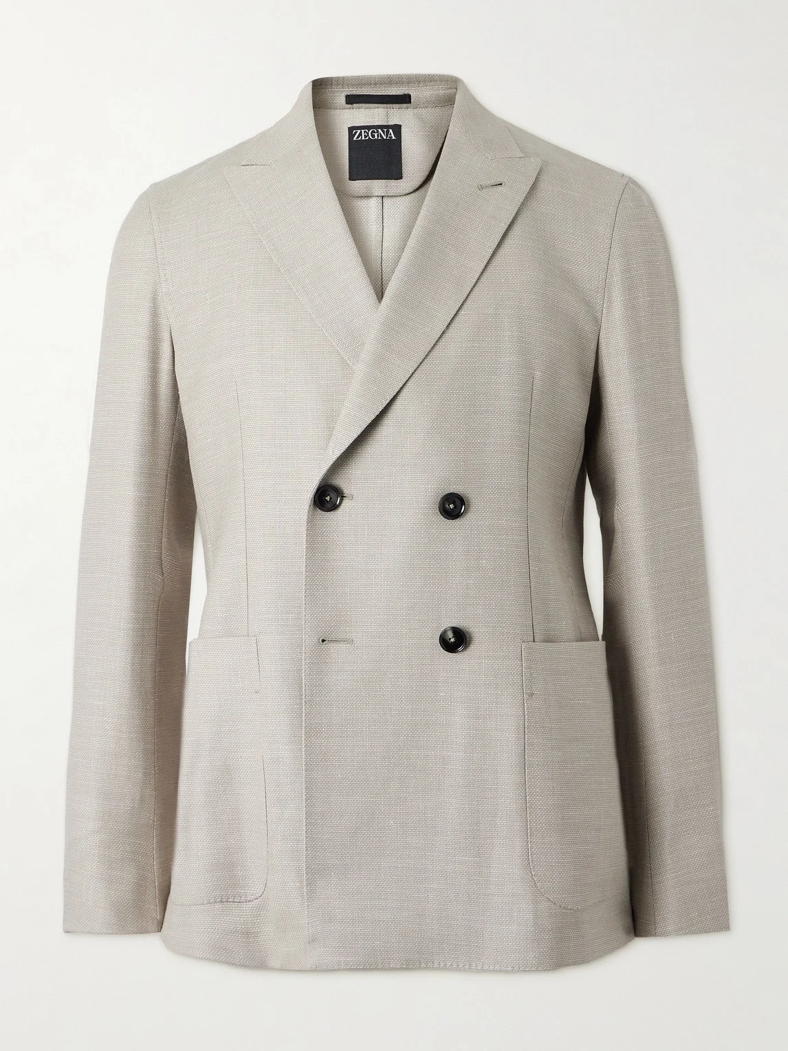 Double-Breasted Woven Blazer - 1