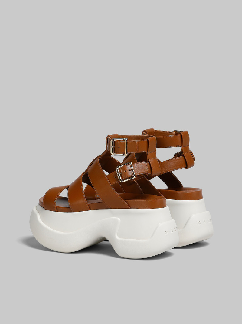 Marni BROWN LEATHER GLADIATOR SANDAL WITH PLATFORM SOLE outlook