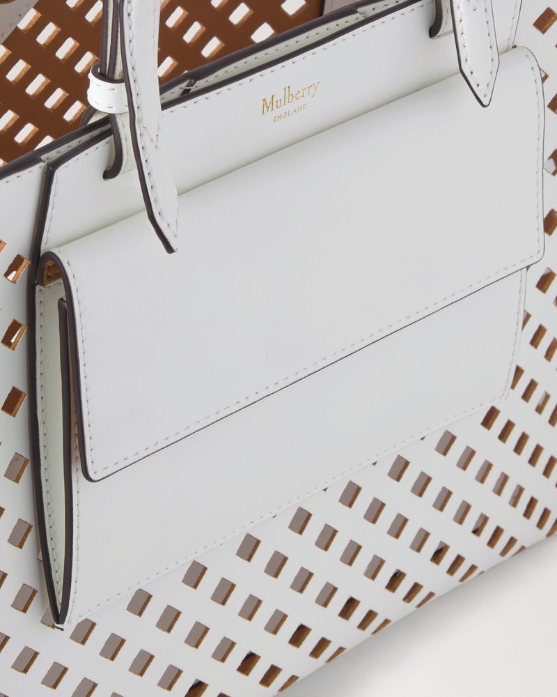 Perforated Tote White Perforated Leather 4