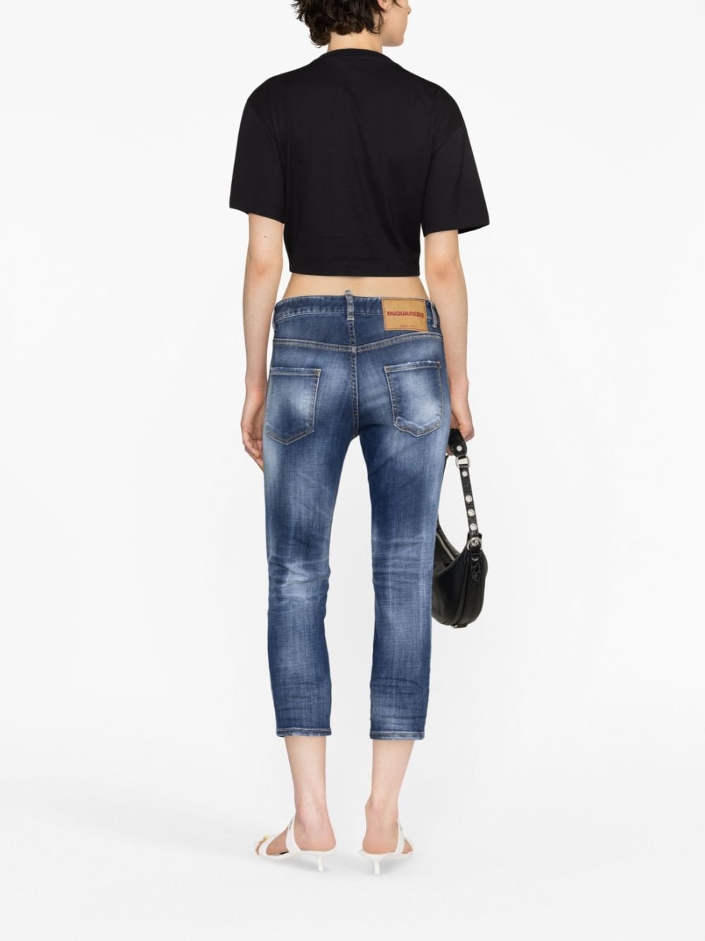 distressed cropped jeans - 3