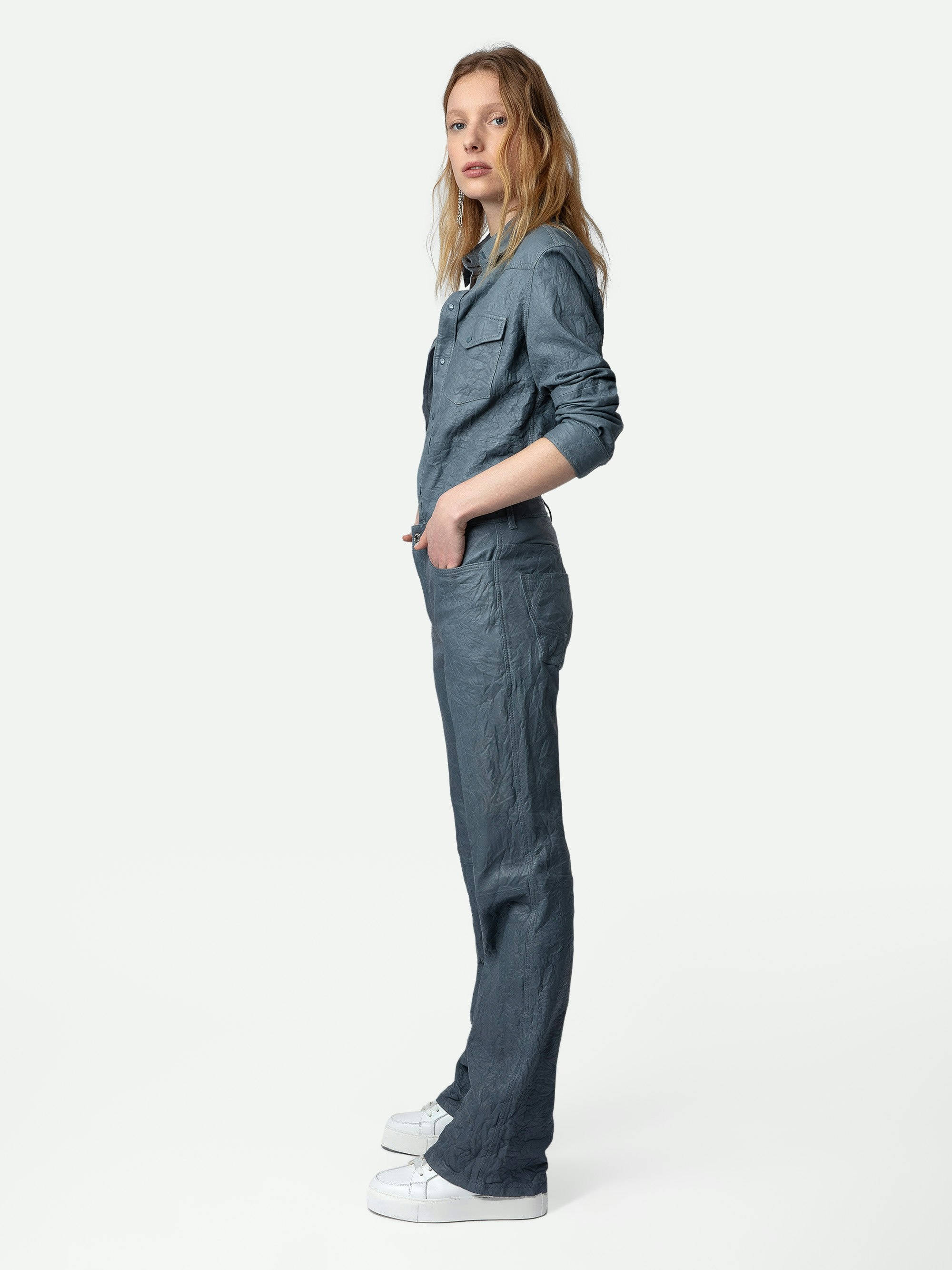 Pistol Crinkled Leather Pants - 5