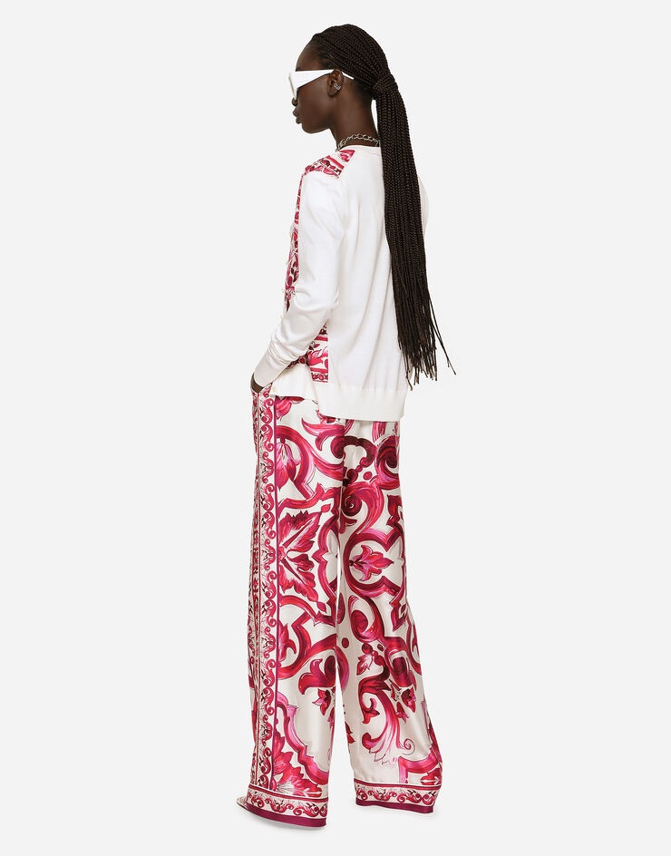 Majolica-print silk and twill cardigan - 3