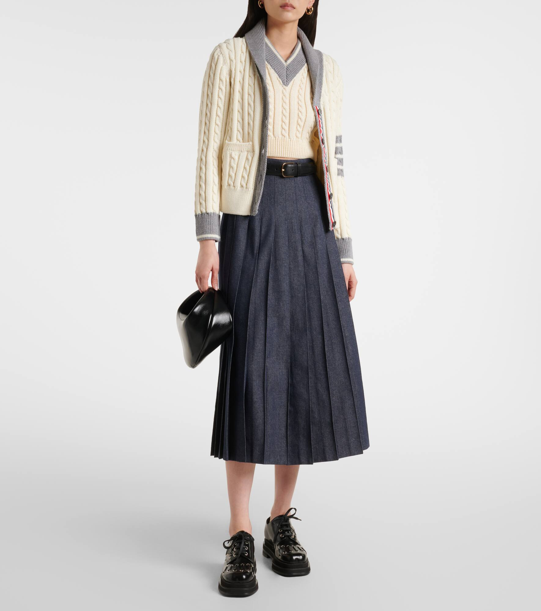 Cropped cable-knit wool sweater vest - 2
