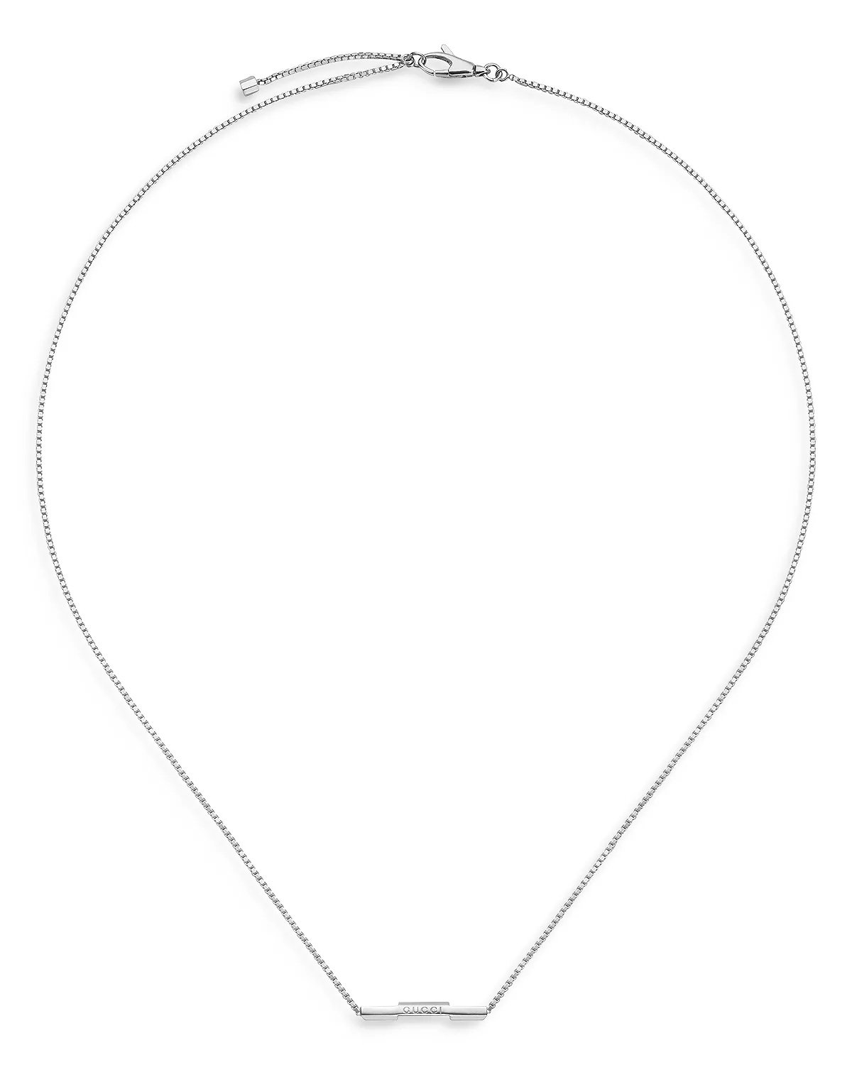 18K White Gold Link To Love Diamond Bar Necklace, 17.7" - 2