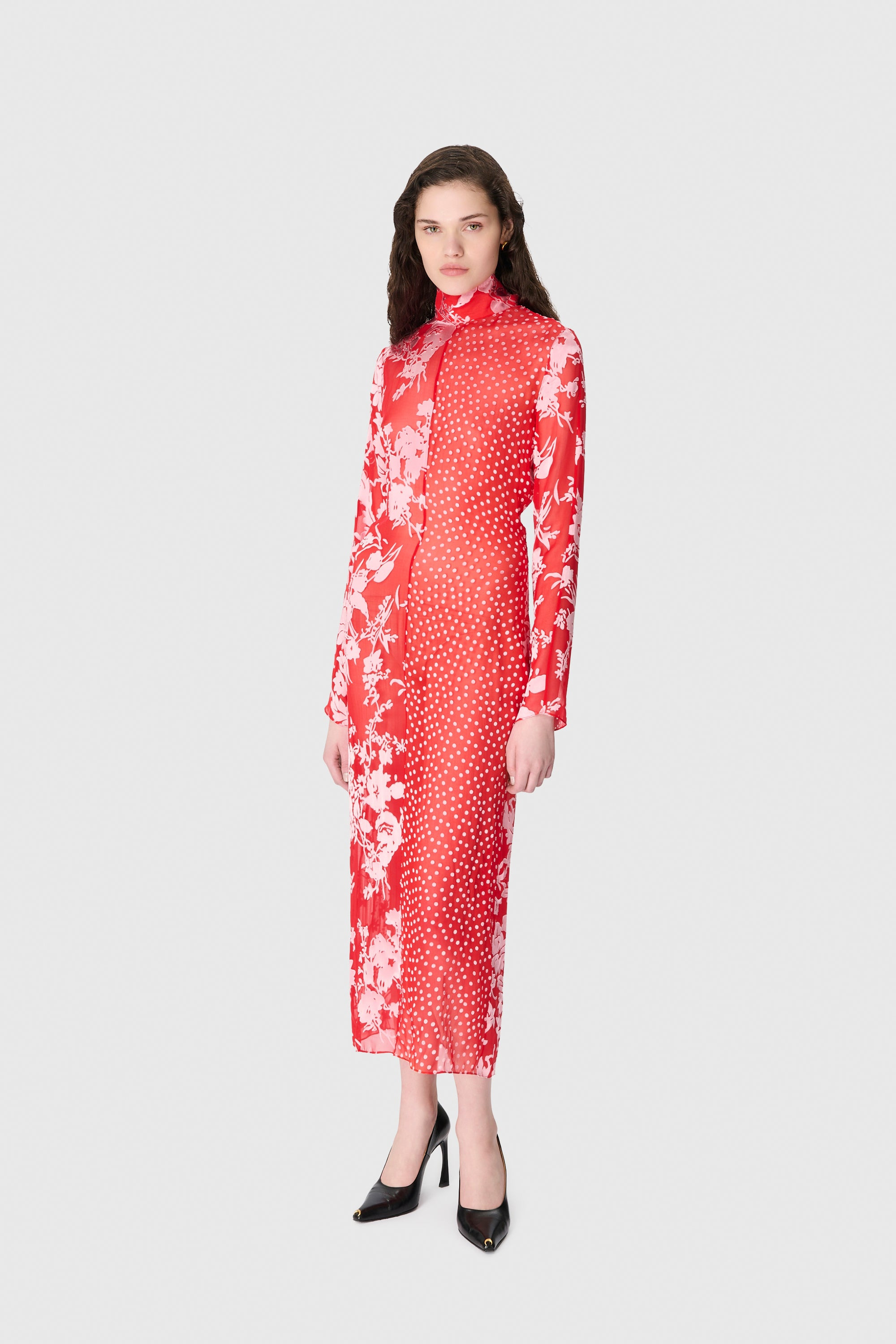 REGENERATED RASO SILK SCARVES LS LONG DRESS - 2