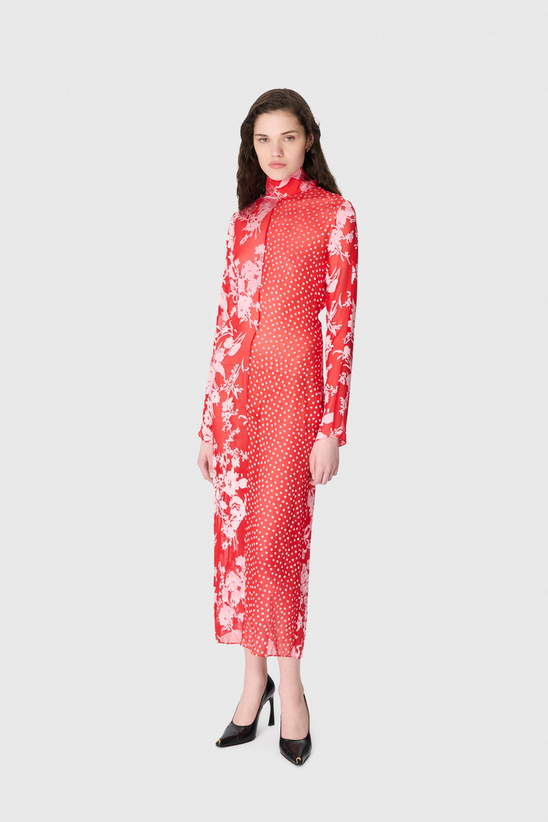 Marine Serre REGENERATED RASO SILK SCARVES LS LONG DRESS outlook