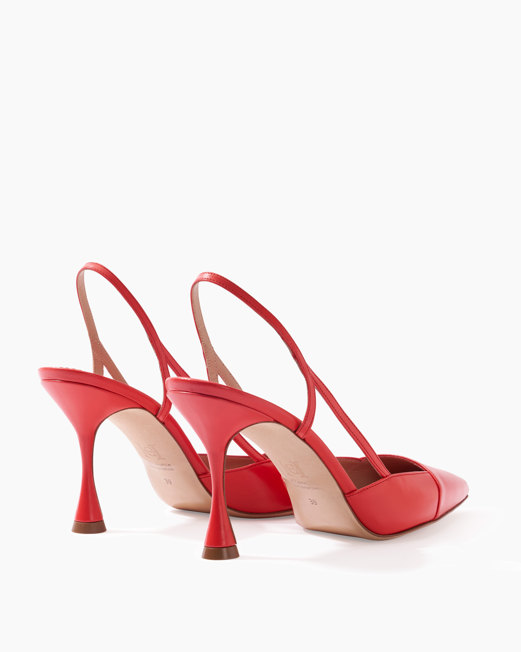 Leather Slingback Heels - 4