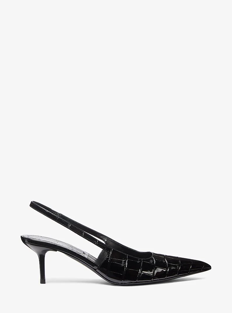 Emma Crocodile Embossed Leather Slingback Pump - 1