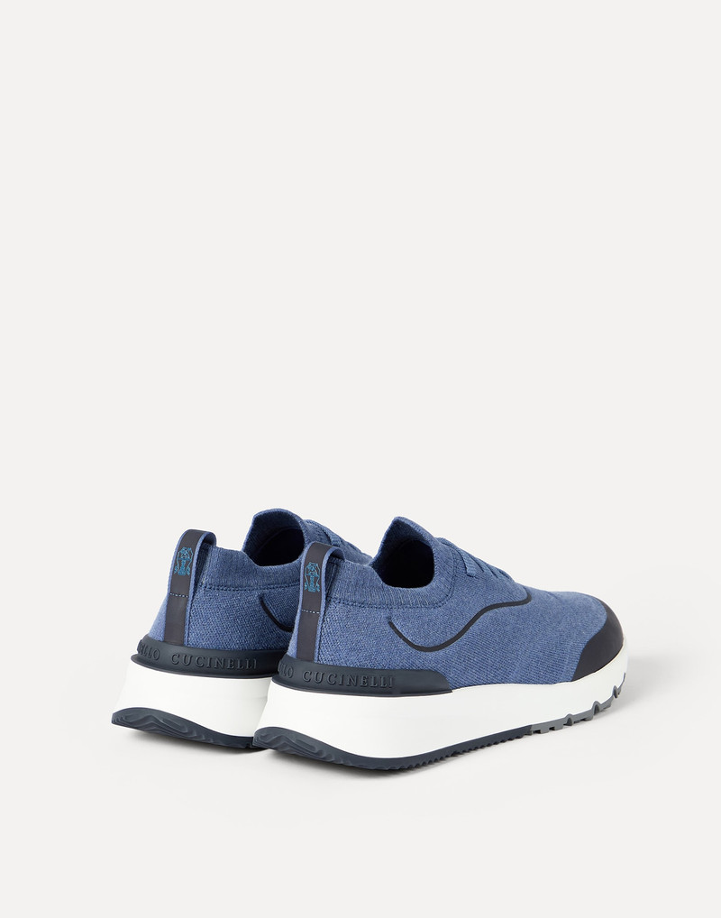 Brunello Cucinelli Techno cotton knit runners with heat-bonded details outlook