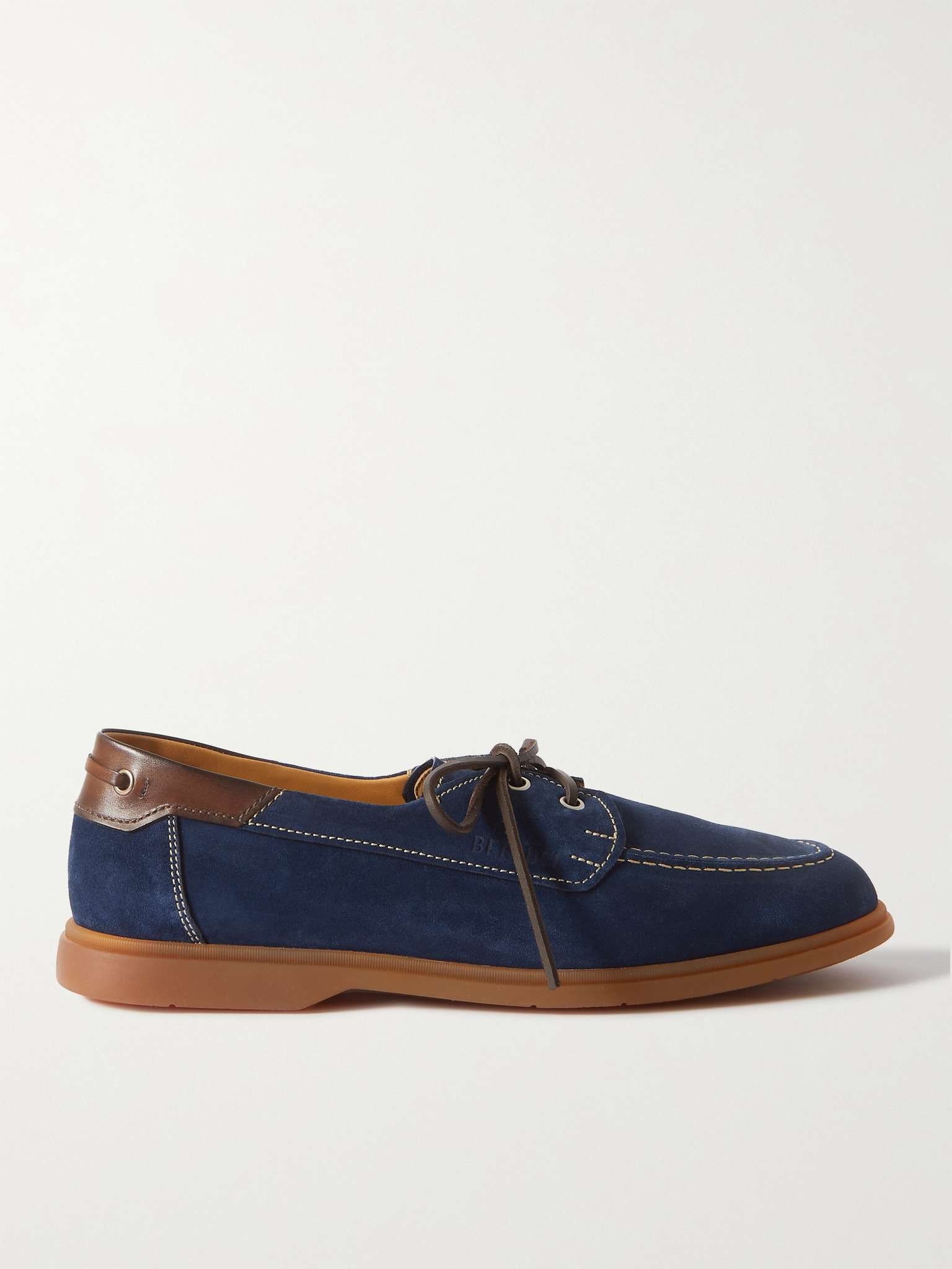 Latitude Leather-Trimmed Suede Boat Shoes - 1