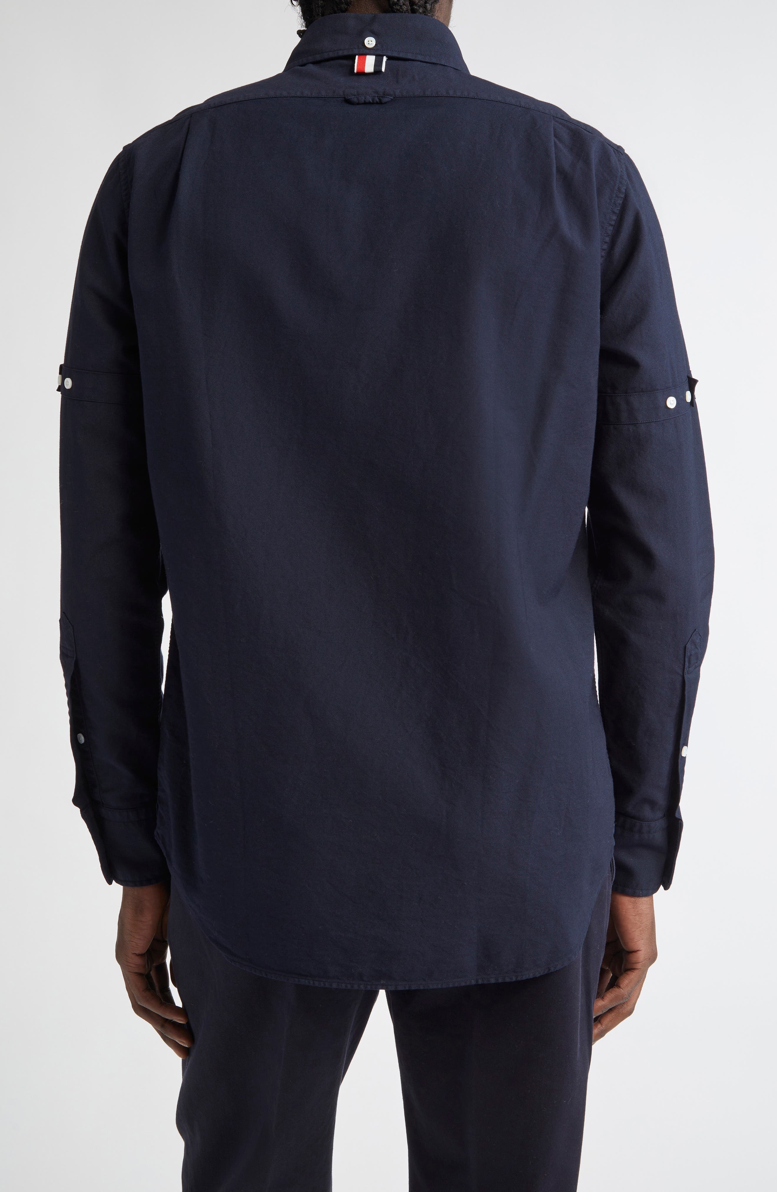 Thom Browne Armband Straight Fit Cotton Poplin Button-Down Shirt in Navy at Nordstrom - 3