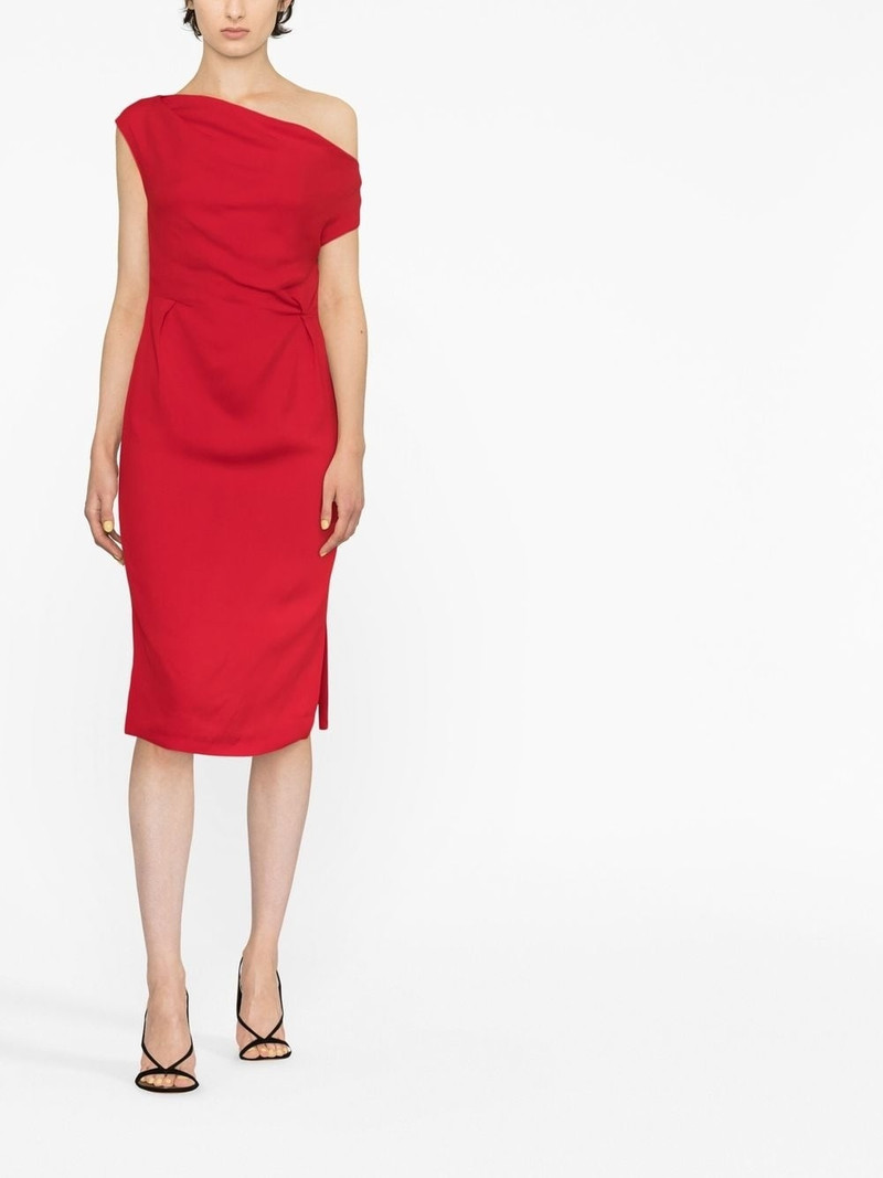 ALEXANDRE VAUTHIER one-shoulder draped midi dress outlook