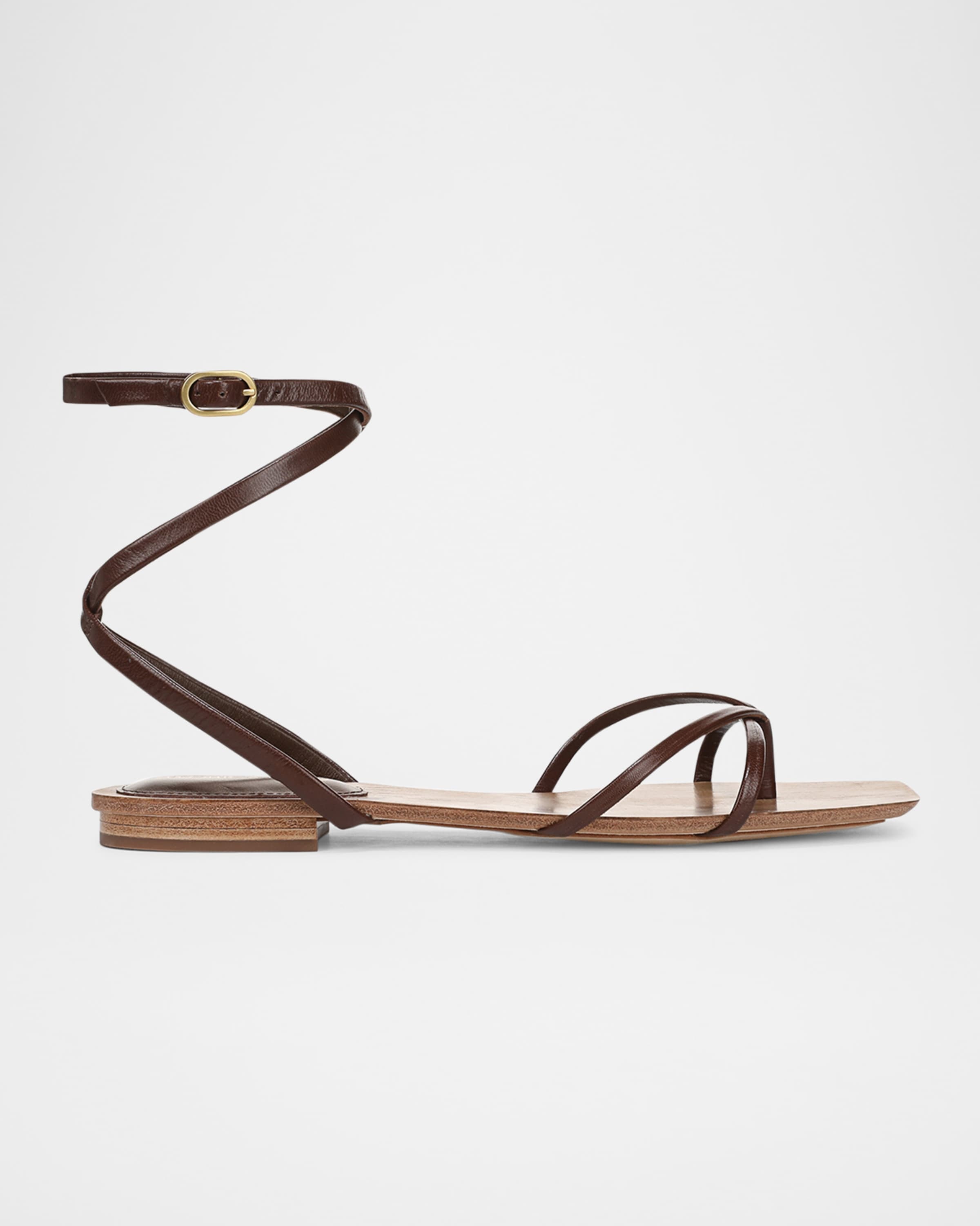 Allegra Leather Flat Ankle-Strap Sandals - 1