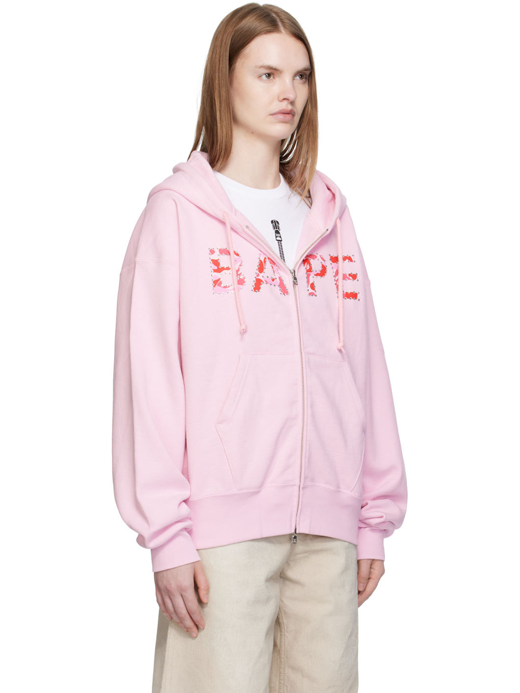 Pink ABC Camo Crystal Logo Wide Zip Hoodie - 2